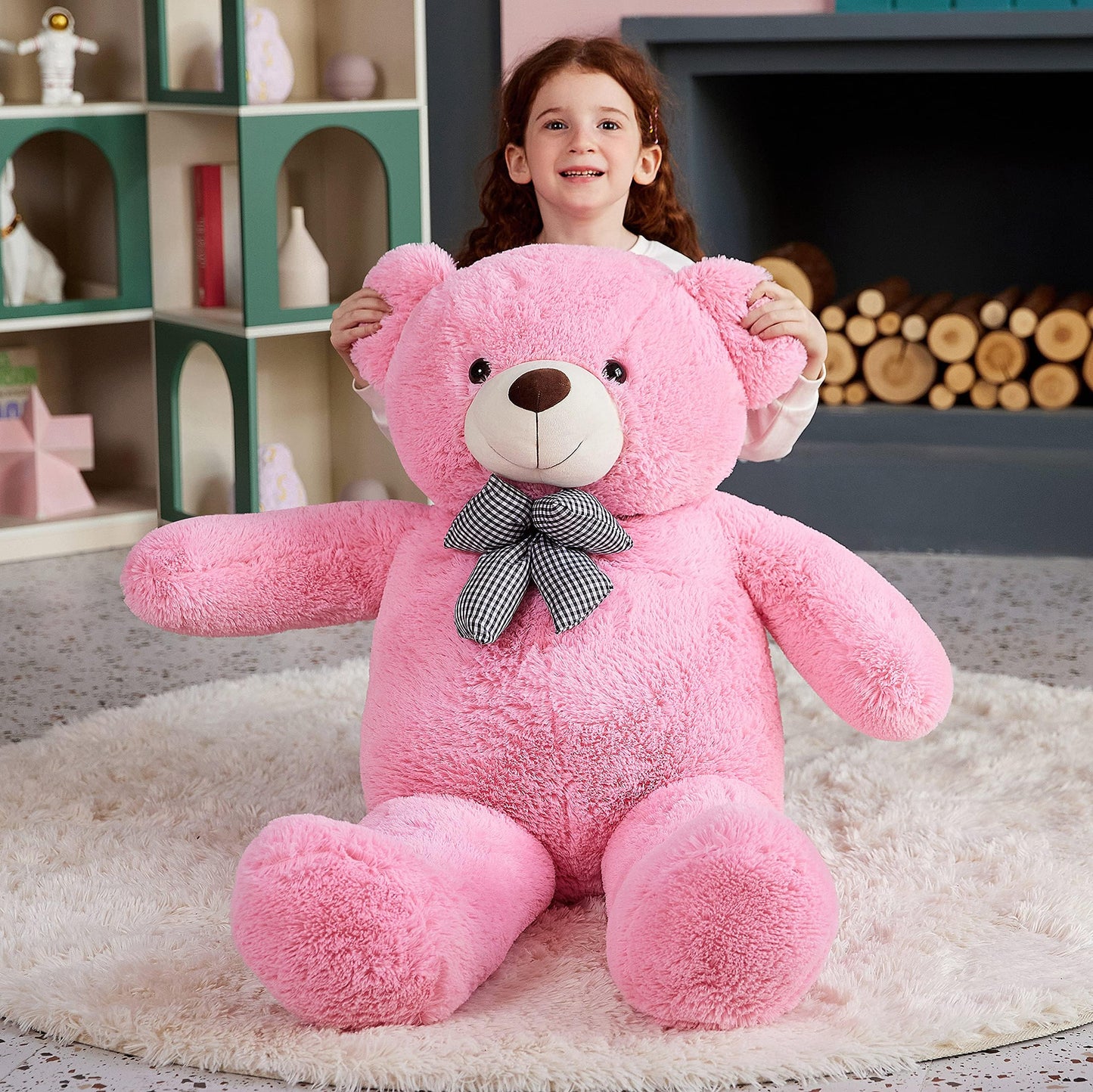 EARTHSOUND Giant Teddy Bear Stuffed Animal,Large Plush Toy Big Soft Toys,Huge Life Size Jumbo Cute Oversized Fat Bears Animals,Gifts for Girls Boys Kids Girlfriend (Pink, 47 inches)