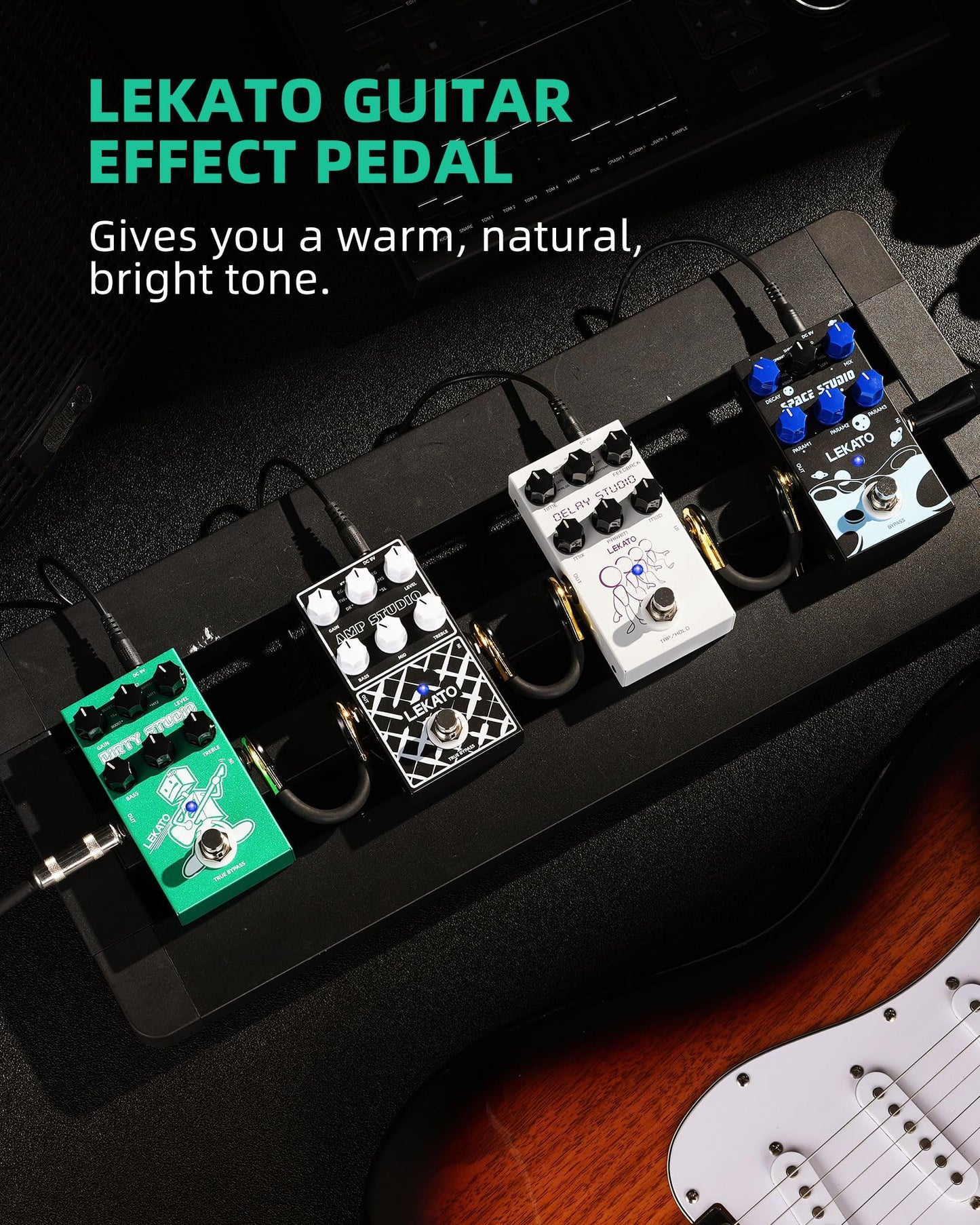 LEKATO Boost Distortion Overdrive Digital Guitar Effect Pedal with 9 Tones, 3-band EQ, True Bypass, Combo Clean Pedal for Electric Guitar