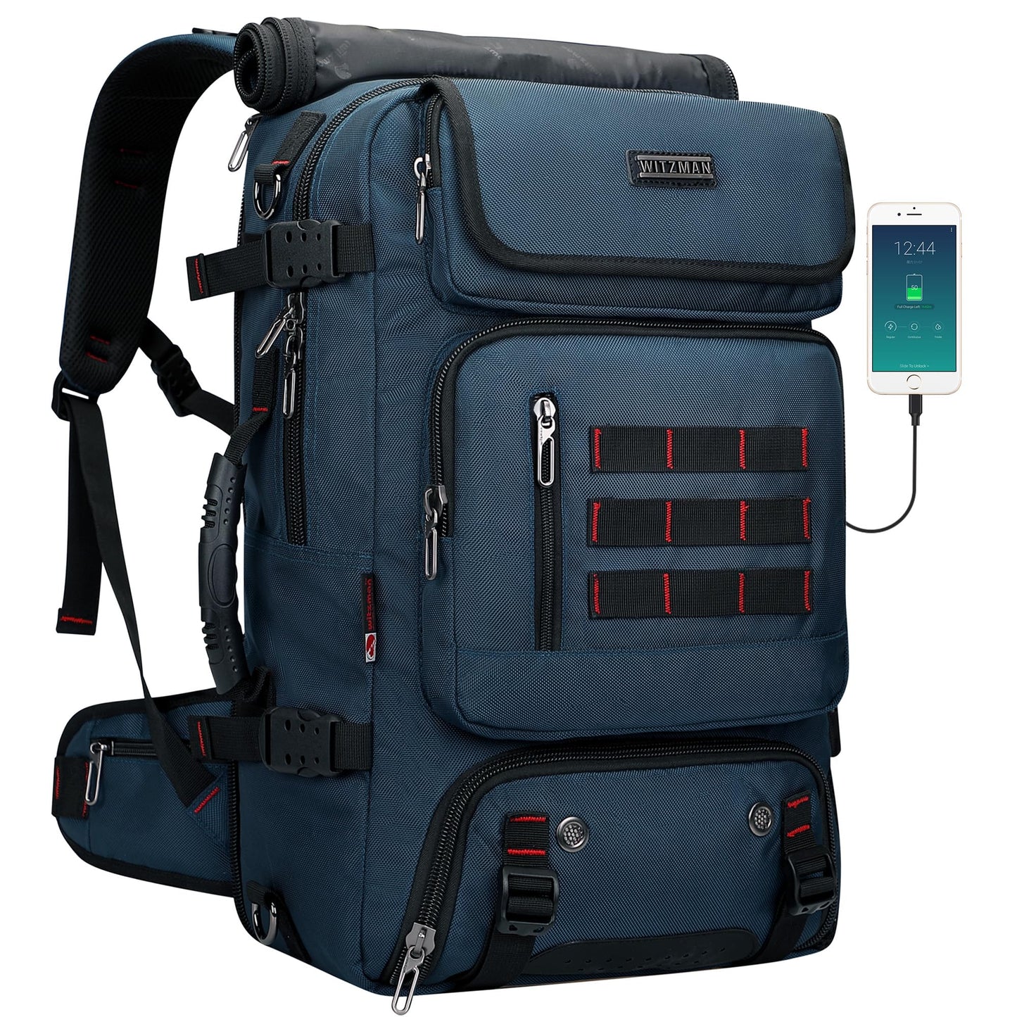 WITZMAN Carry on Travel Backpack for Men Airline Approved Convertible Nylon Duffle Backpack Luggage Bag(B682 Blue)