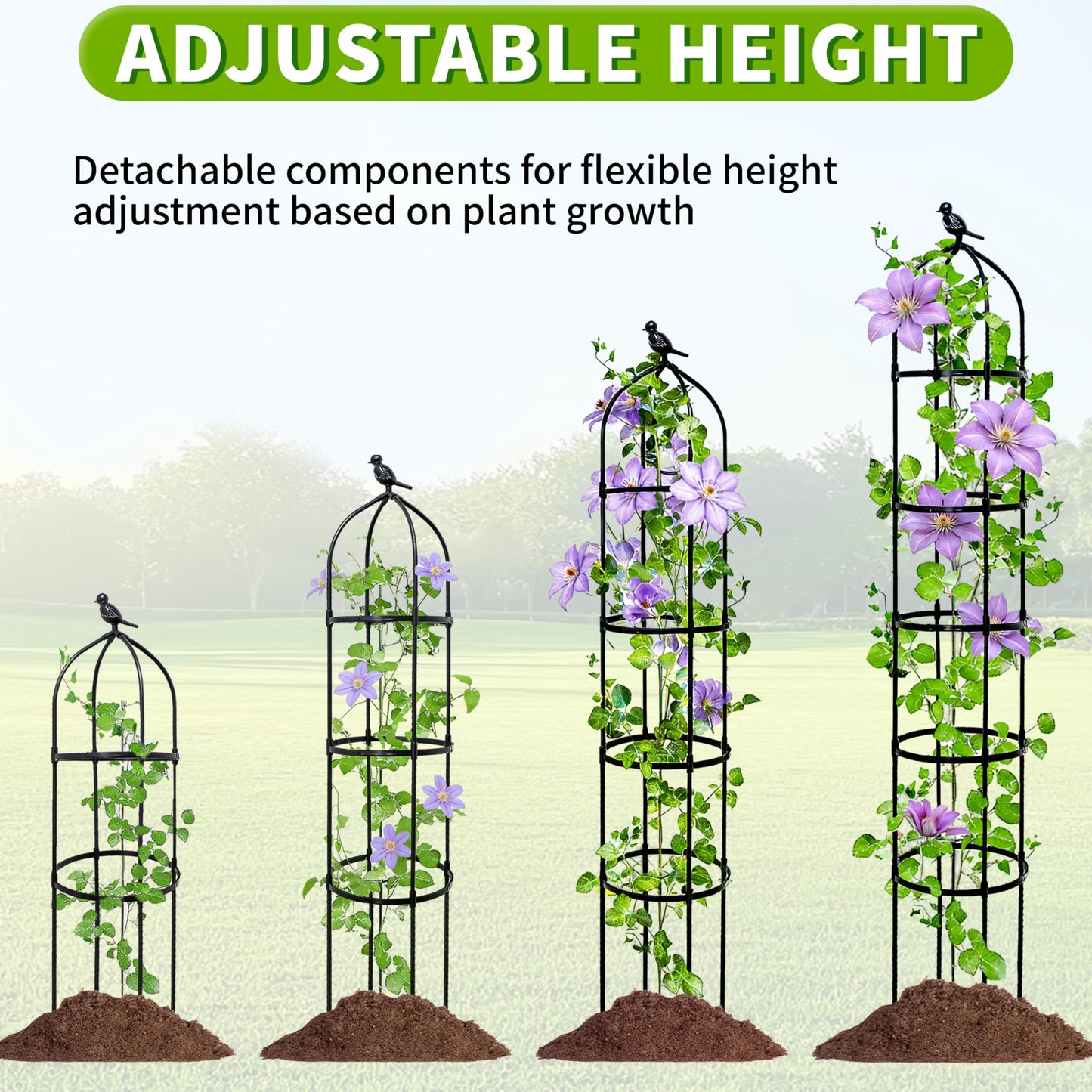 2Pack 6.7FT Garden Trellis for Climbing Plants Outdoor&Indoor, Rustproof Metal Plant Trellis, Obelisk Trellis for Vegetable, Flower, Tomato, Cucumber, Clematis, Rose, Raspberry
