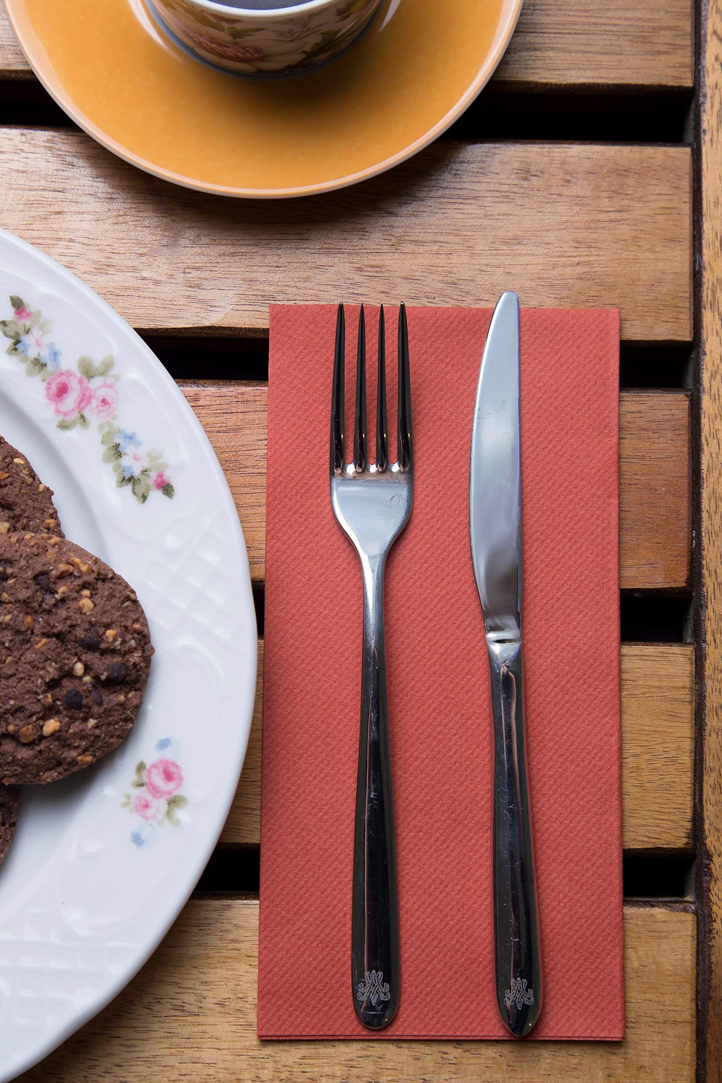 50 Pack - Terracotta Napkins | Linen Feel Guest Disposable Cloth Like Paper Dinner Napkins | Hand Towels | Soft, Absorbent, Paper Hand Napkins for Kitchen,Parties,Weddings,Dinners Or Events