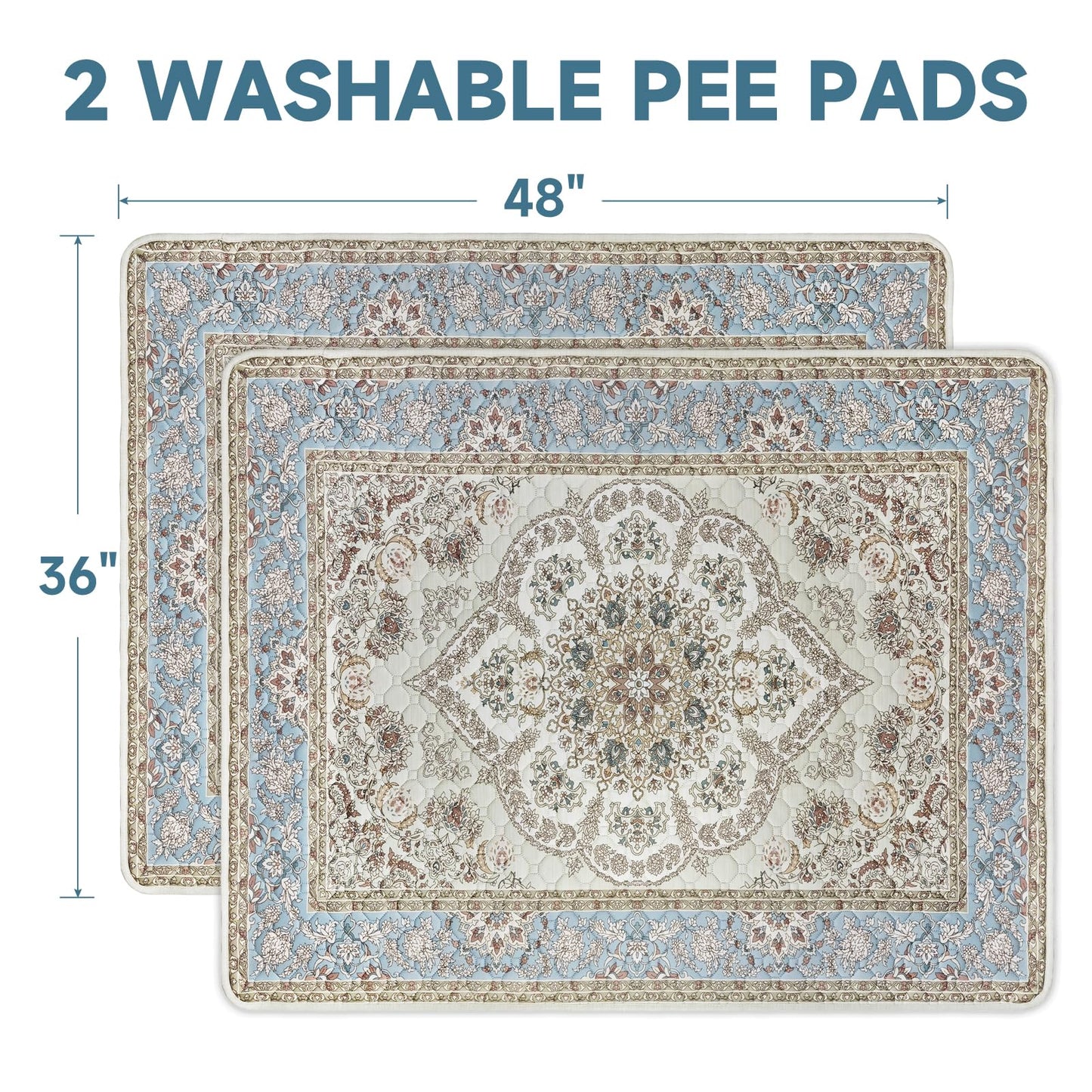 YOSEPATI Washable Pee Pads for Dogs,2 Pack Reusable Puppy Pads 36"x48" Super Absorbent Waterproof Pet Training Pads, Non-Slip Potty Pads for Pet Housebreaking