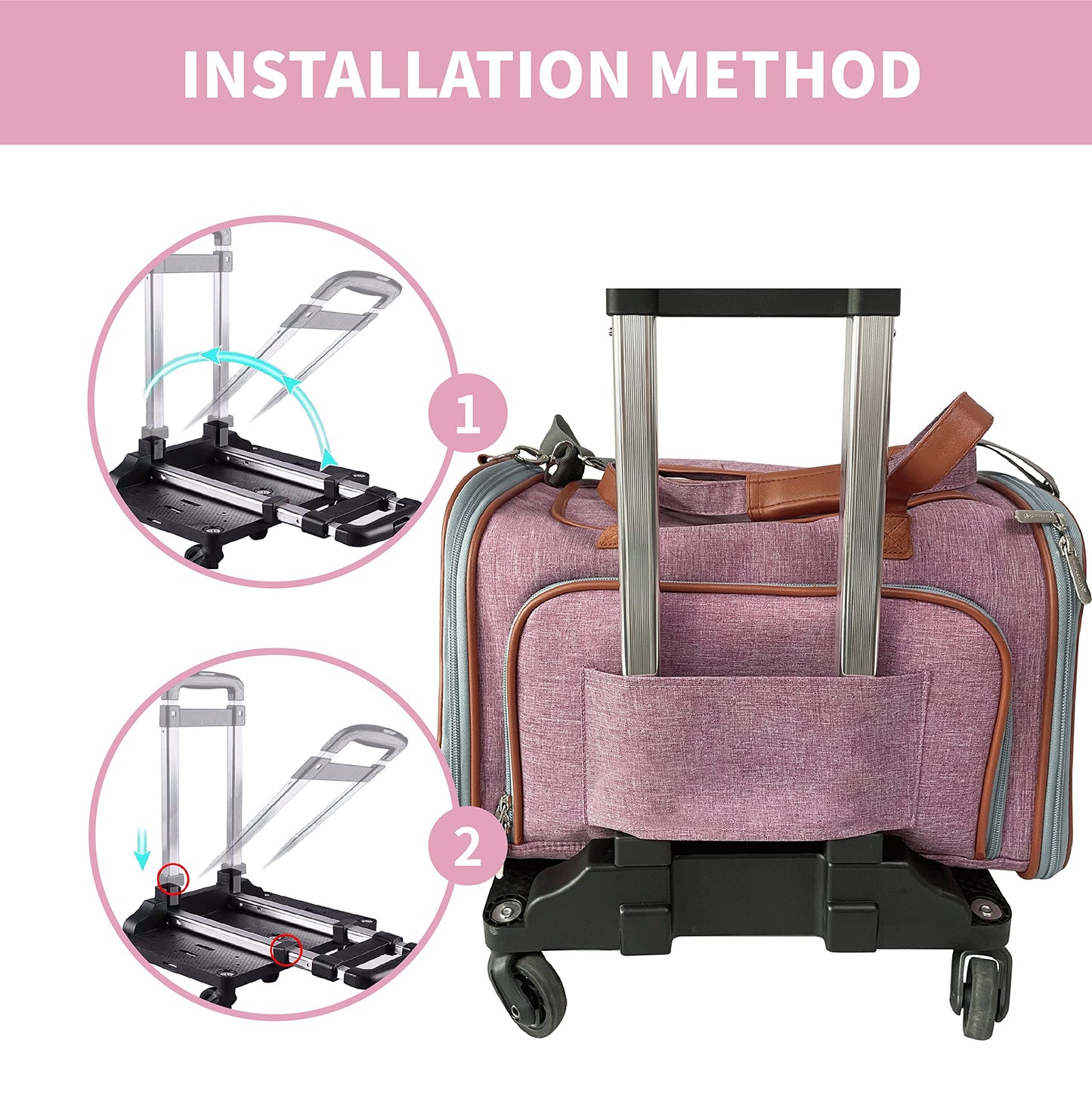 Mr. Peanut's Spinner Wheelbase Luggage Cart, Adding Rolling Functionality to Bags & Pet Carriers