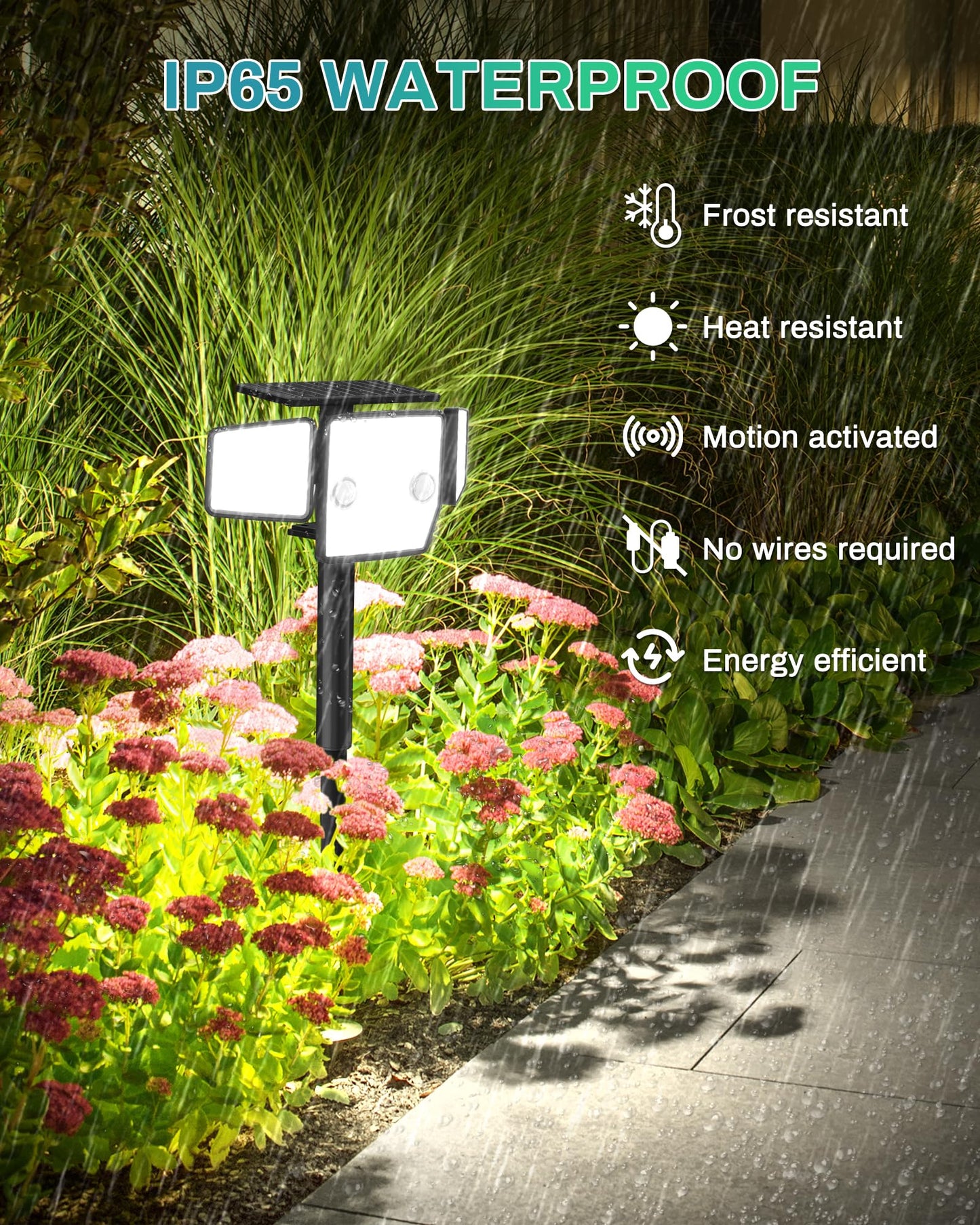 HAARAY Solar Lights Outdoor, Motion Sensor Outdoor Lights with Stakes, 2500LM 236 LED IP65 Waterproof Solar Powered Flood Lights, 360°Wide Lighting Angle Security Lights for Yard Driveway (2 Pack)