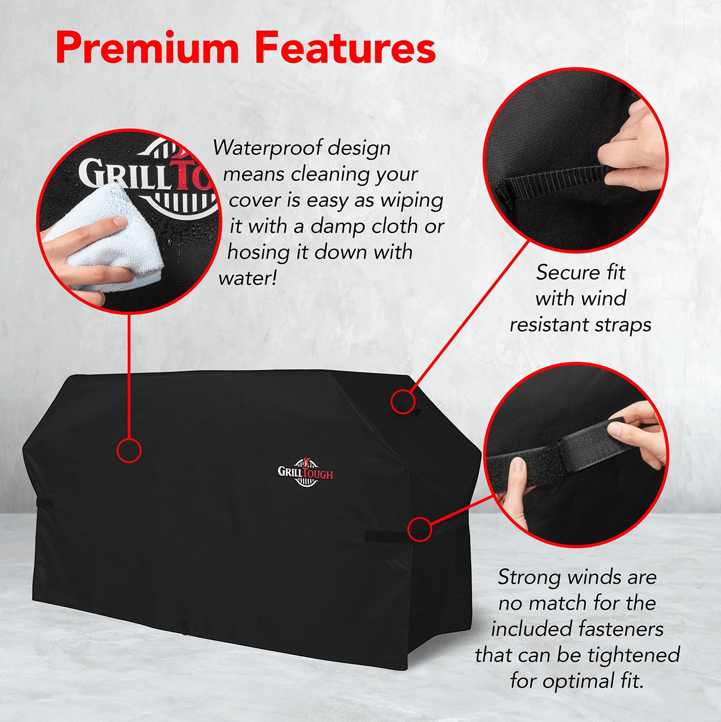 GrillTough Heavy Duty Griddle Cover for Outdoor Griddle, Fits 36 Inch Griddle – Waterproof, Weather Resistant, UV & Fade Resistant with Fastening Straps – Flat Grill Cover, Black