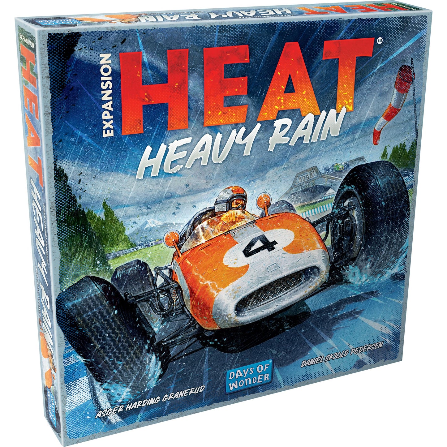 Heat - Pedal to the Metal: Heavy Rain (English) - Board Games - Strategy/Expansion - Race Through Rain and Chicanes - Ages 10+ - 1 to 7 Players - 45 to 60 Minute Playtime - Made by Asmodee