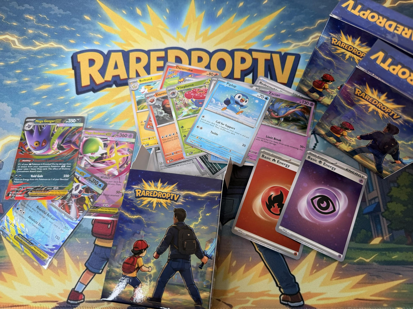 RareDropTV Pokémon Card Bundle – 60 Cards Lot | Includes Rare, Holo, Trainer & Energy Cards | Storage Box Included | Gift for Kids & Collectors