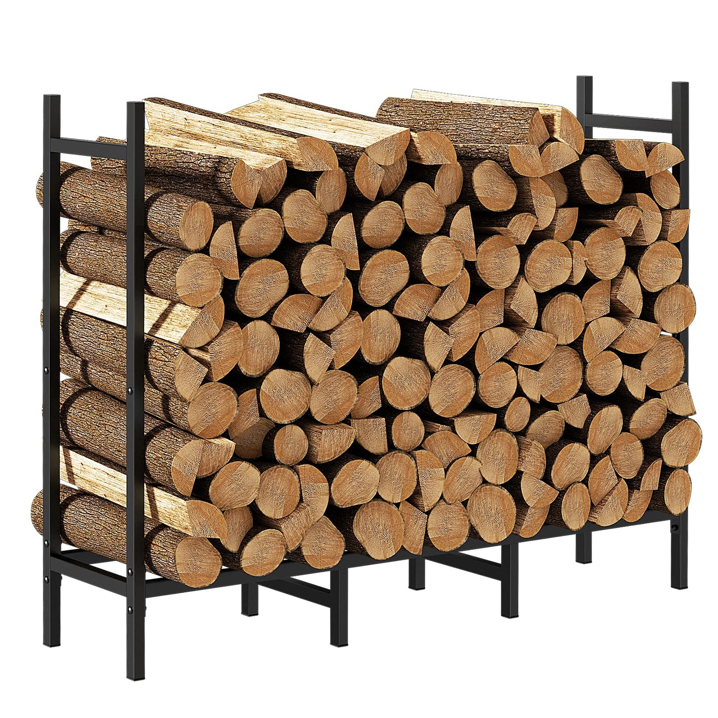 4ft Outdoor Indoor Firewood Rack Holder for Fireplace Wood Storage, Adjustable Fire Log Stacker Stand, Heavy Duty Logs Stand Stacker Holder for Fireplace Metal Lumber Storage Carrier Organizer