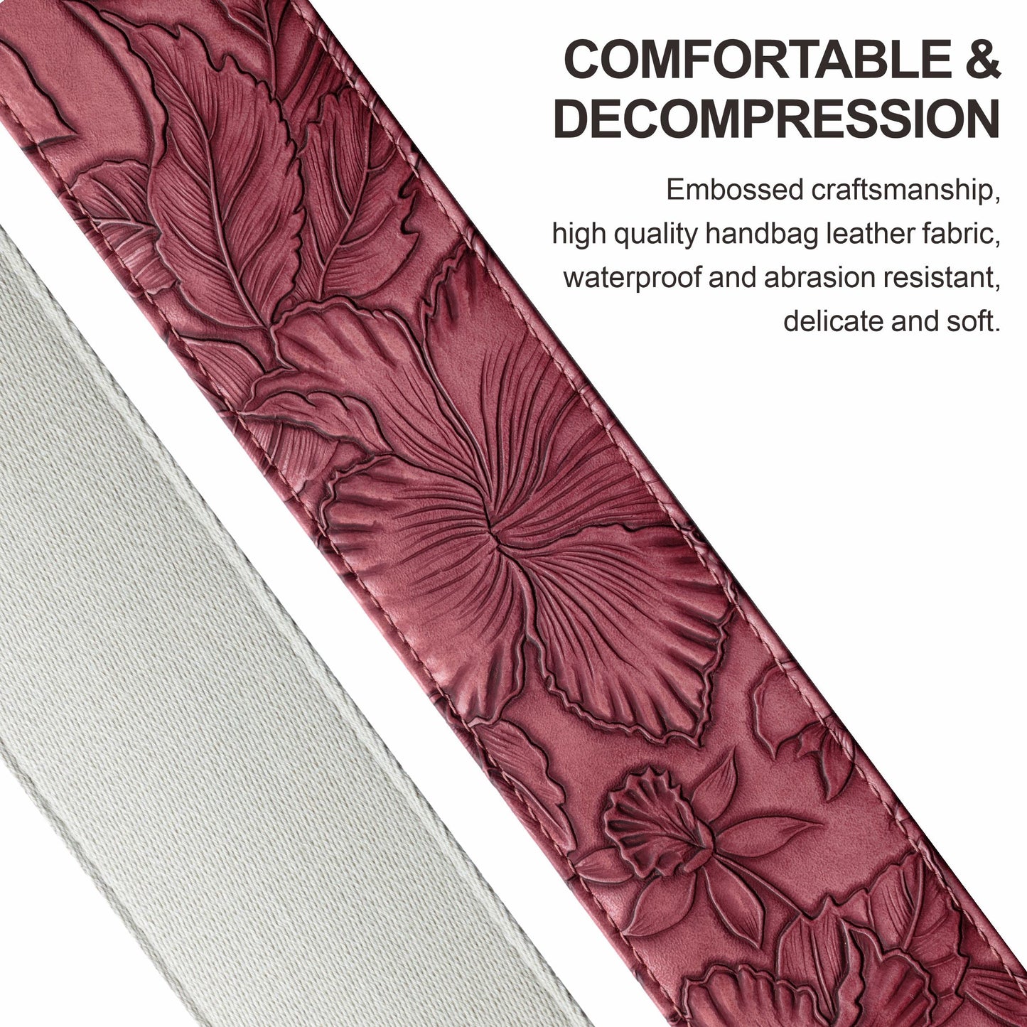 Nefelibata Guitar Strap with Pick Pocket,2.3 inch Porter Style Leather Carving Guitar Straps with Leather Ends,60s Vintage Style Include Guitar Picks,Strap Button and Strap Locks (Red)