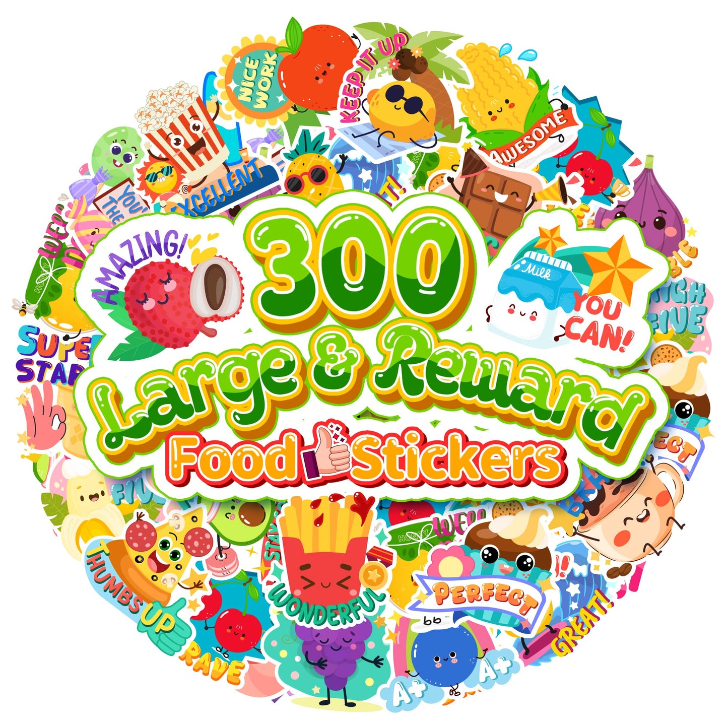 300PCS Large Scratch and Sniff Stickers, Scented Smelly Stickers for Kids, Bigger Motivational Reward Sticker with 25 Scents, Incentive Teacher Students Sticker Must Haves for Classroom School Supply