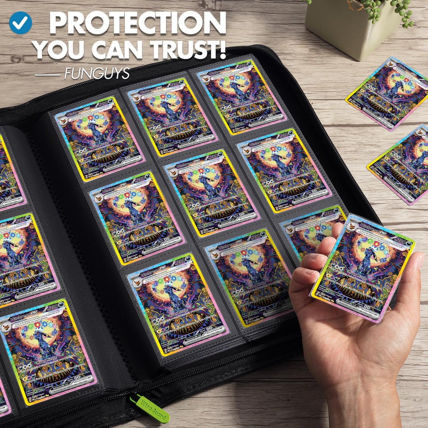 FunGuys Trading Card Binder, 9 Pocket, 504 Side Loading Sports Card Binder, Card Collection for Yugioh Card, MTG, TCG Book Holder