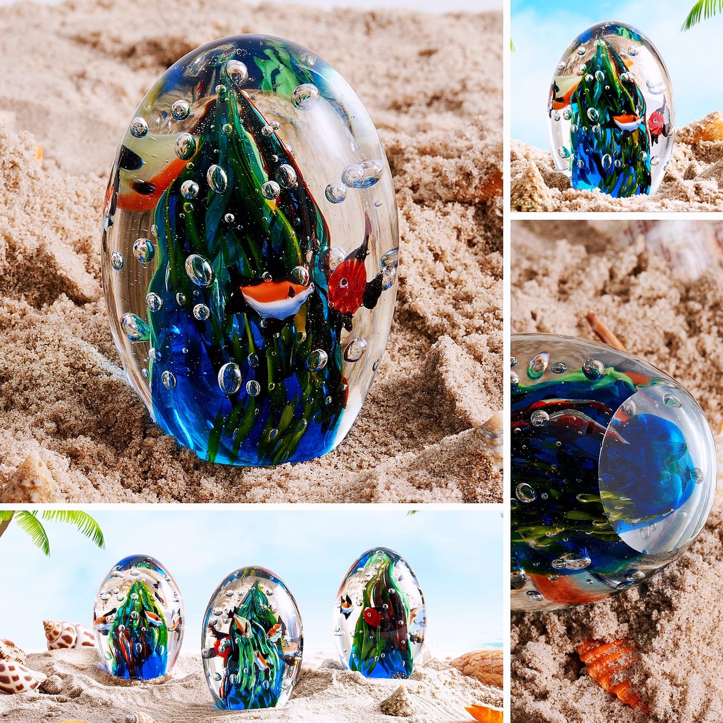Hand Blown Underwater World of Glass,Office Paperweight Glass for Desk,Home Decor Collectible,Aquarium Decor,Office Decor Ocean Lovers