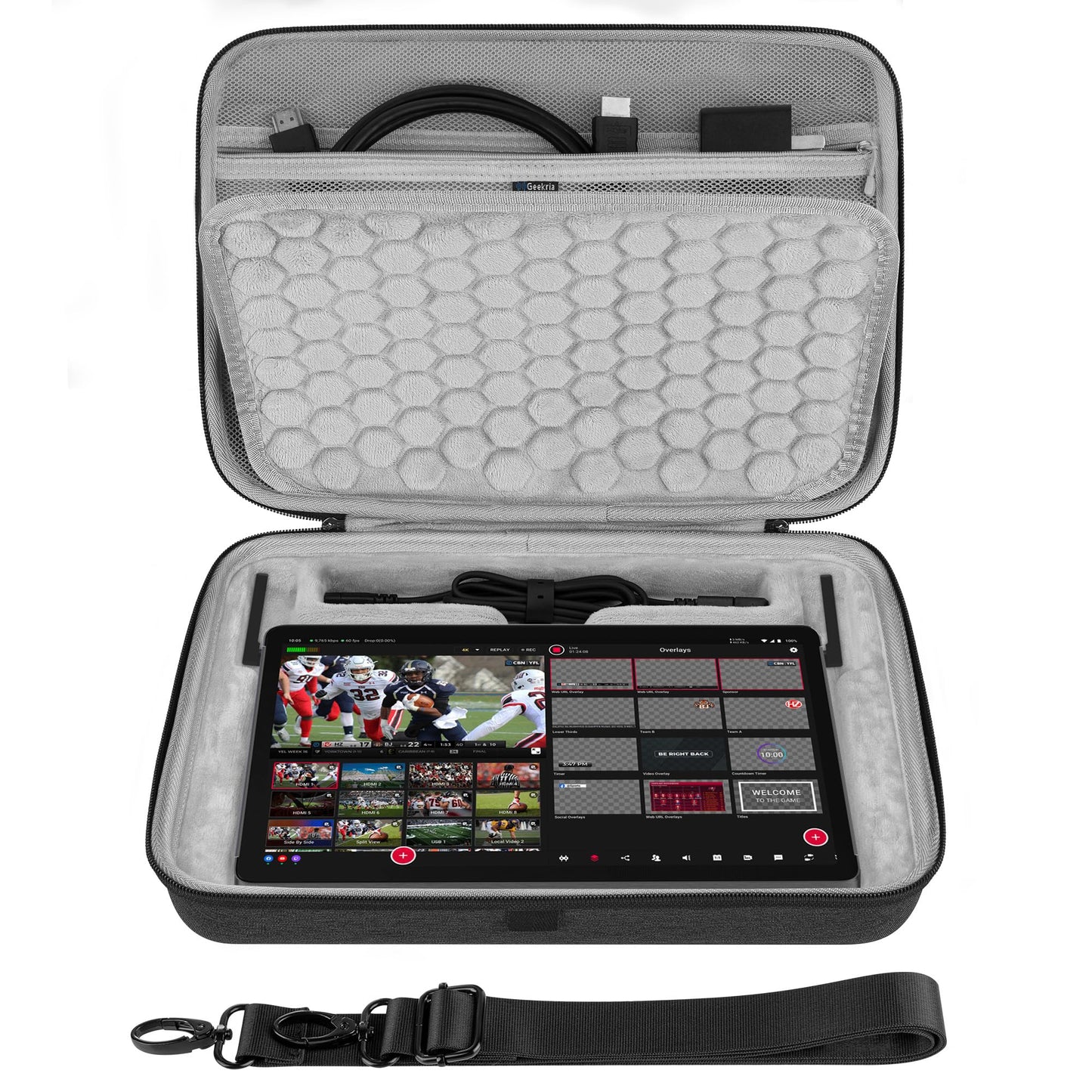 Geekria Live Streaming Equipment Carrying Case, Compatible YoloLiv YoloBox Extreme, EVA Hard Shell Portable Travel Bag (Dark Gray)