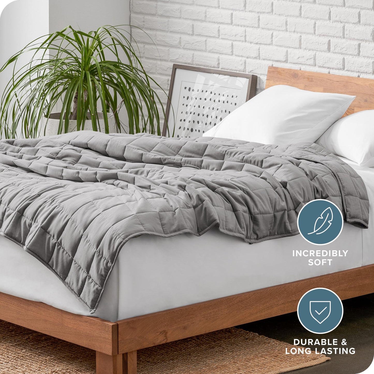 Bare Home Weighted Blanket Twin or Full Size 7lb (40" x 60") for Kids - All-Natural 100% Cotton - Premium Heavy Blanket Nontoxic Glass Beads (Grey, 40"x 60")