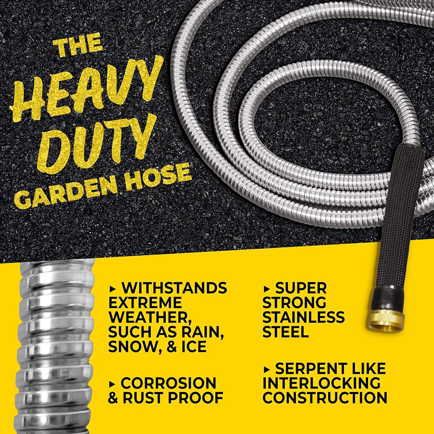 Bionic Steel Pro Metal Garden Hose 25 Ft, Rust Proof 304 Stainless Steel Water Hose with Brass Fittings, Flexible & Heavy Duty Hose, Lightweight, Kink Free & Easy Coil Outdoor Hose- 2021 Model
