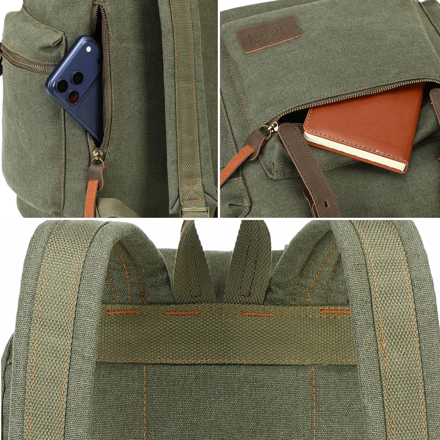 Vintage Canvas Backpacks Mens Rucksacks Casual Canvas Bags (Green)