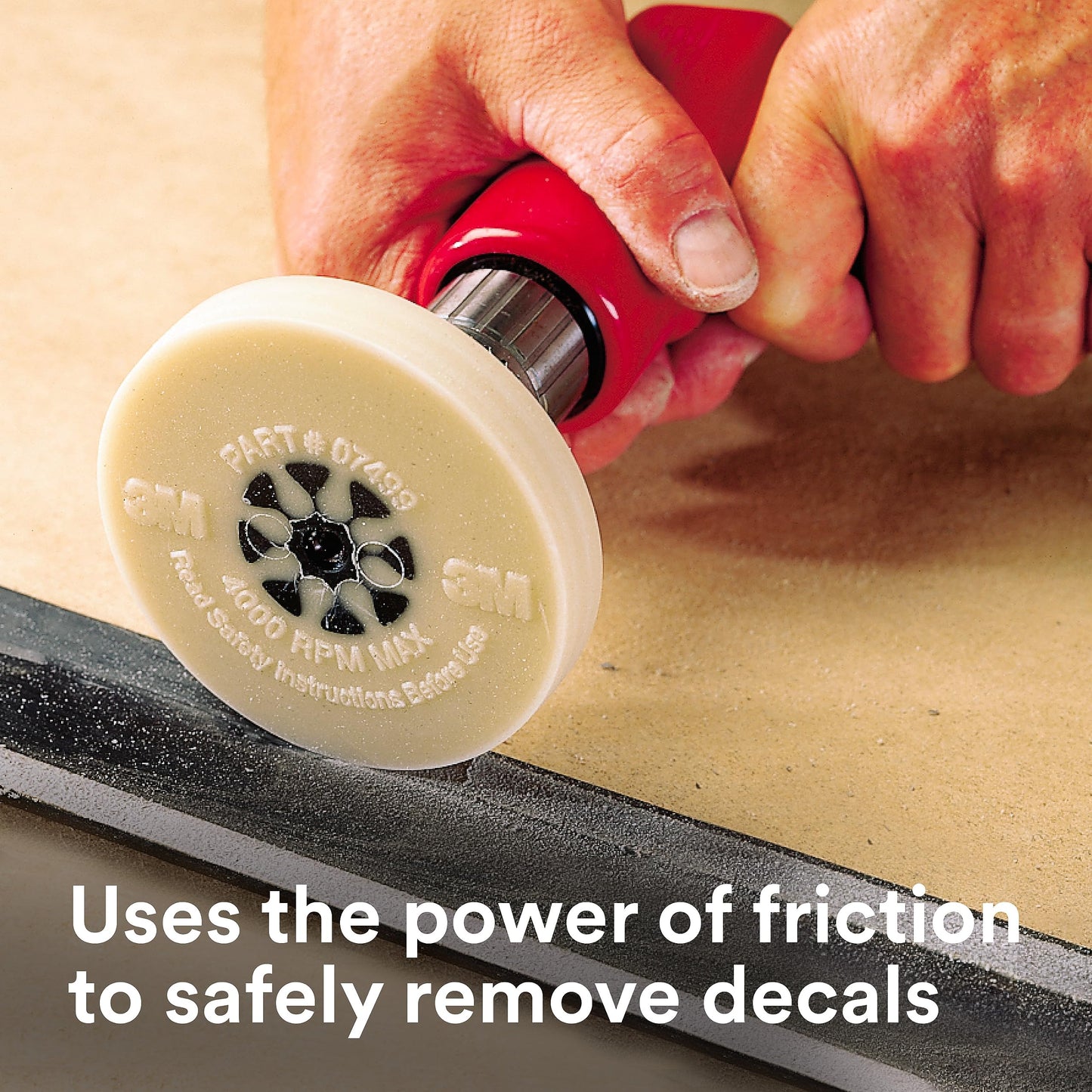 3M Stripe Off Wheel – Adhesive Remover – Eraser Wheel – Removes Decals, Stripes, Vinyl, Tapes and Graphics – 4” diameter x 5/8” thick – 3/8-16 threaded mandrel – 07498 – Pack of 1