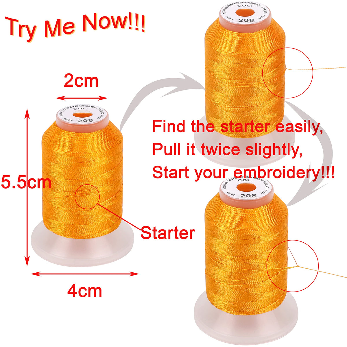 63 Spools Polyester Machine Embroidery Thread Kit 500M Compatible with Brother Colors