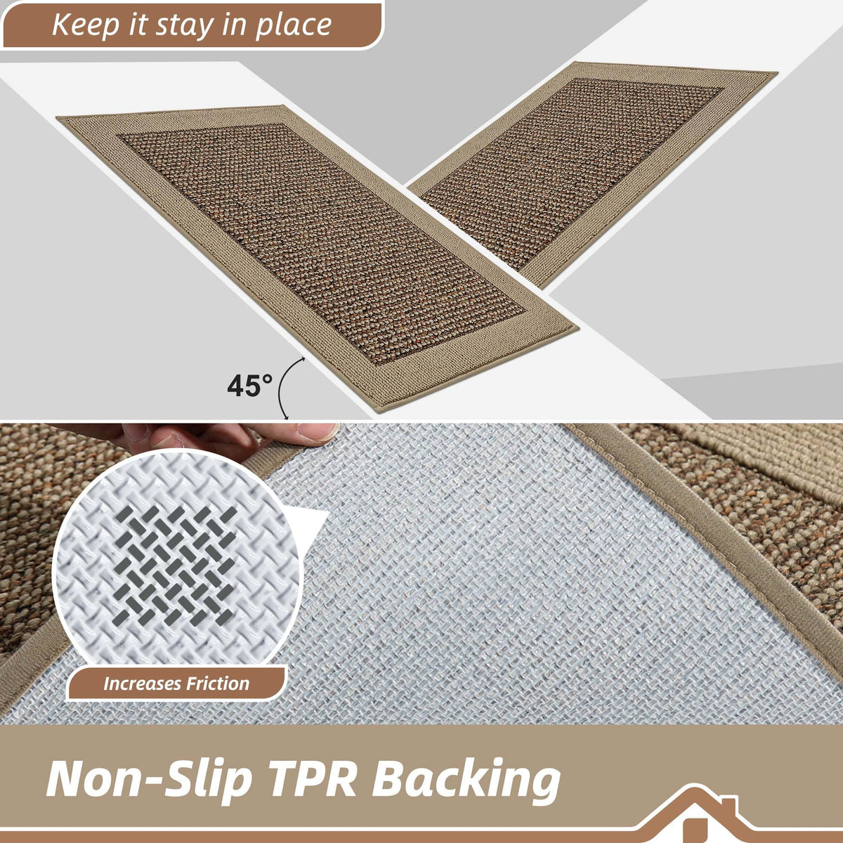 BEQHAUSE Indoor Door Mat 32" x 48", Dirt Trapper Door Mats Non-Slip Entryway Rugs Washable, Resist Dirt Absorbent Welcome Mat, Low Profile Floor Mats for Front Back Door and Entryway, Taupe