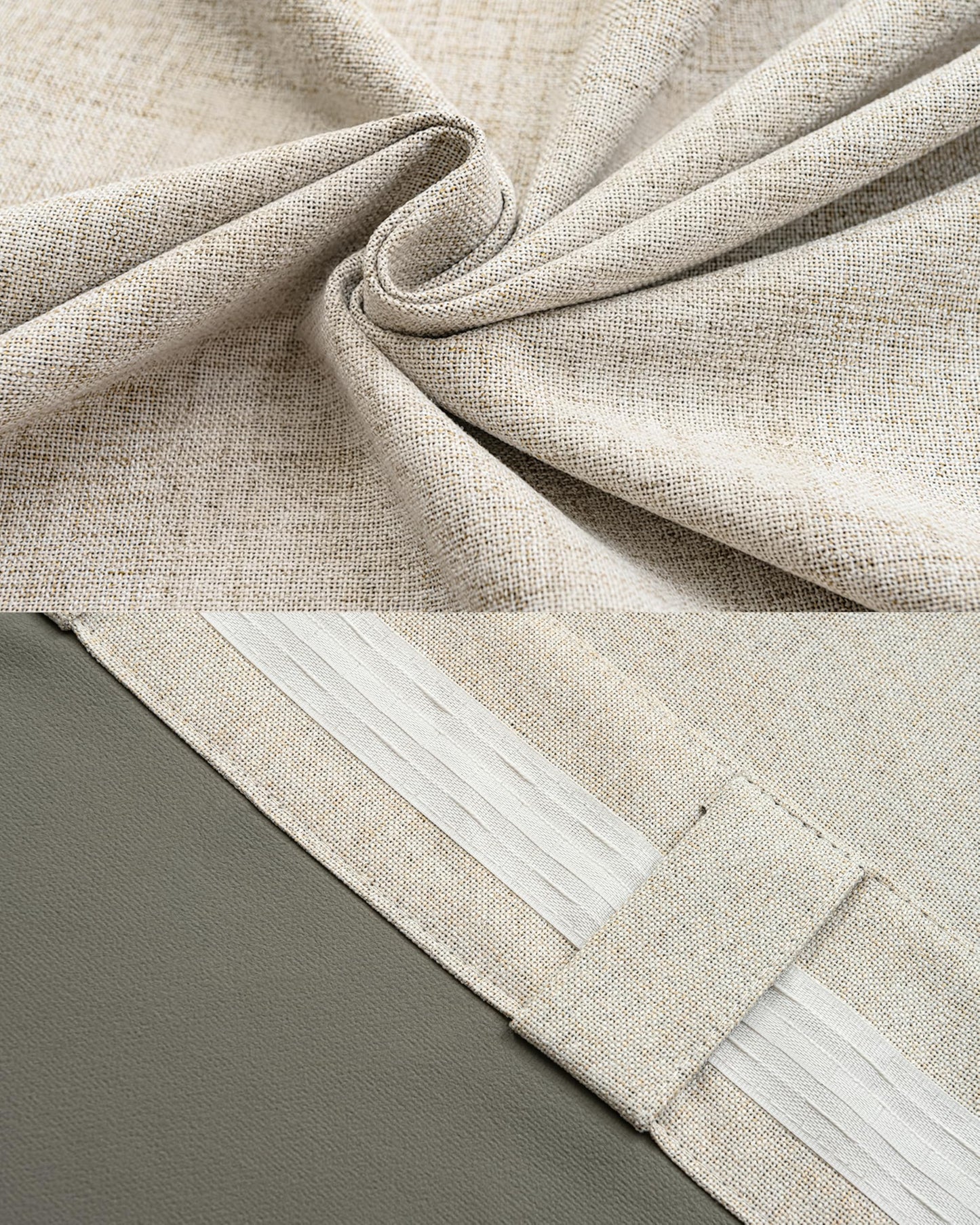 Gleantdeco 100% Blackout Bedroom Curtains-Thermal Insulated Room Darkening Window Drapes, 84" (7ft) 2 Panels, Natural Linen Blend Fabric with Boho Farmhouse Drapes with Back Tab Rod Pocket, Cream