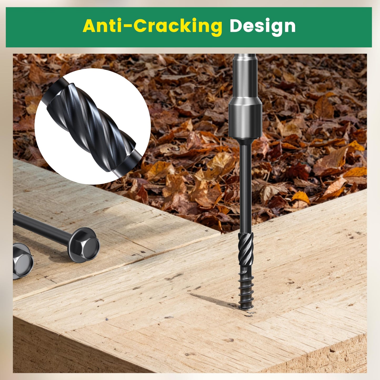 #14 x 6 Wood Structural Screws 50 Pcs, Exterior Hex-Head Lag Screws, Black Heavy Duty Construction Timber Log Landscaping Wood Screws, Hex Socket Included