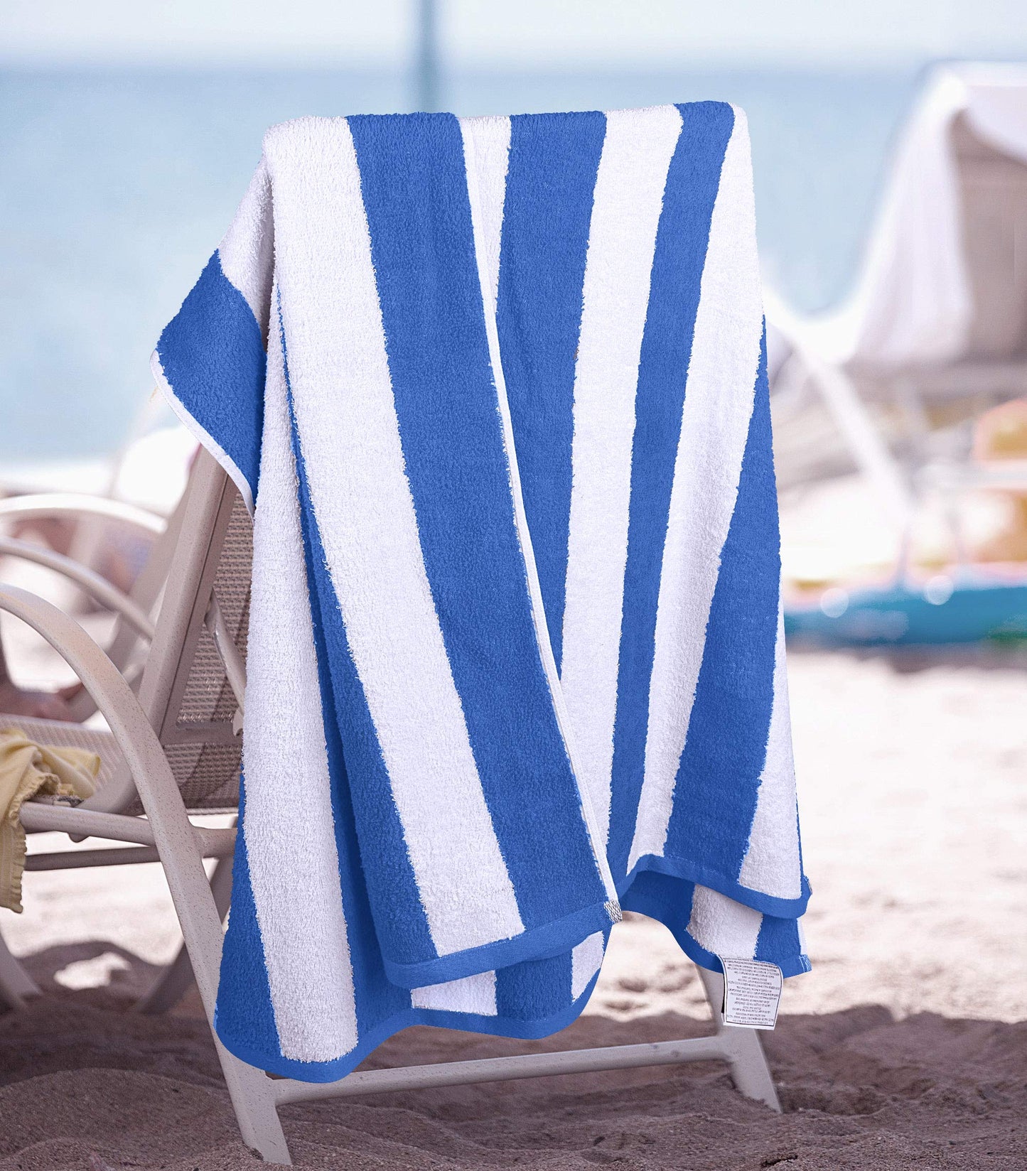 Utopia Towels 4 Pack Cabana Stripe Beach Towels (30x60 inches) - 100% Ring Spun Cotton Large Pool Towels, Soft and Quick Dry Swim Towels (Blue)
