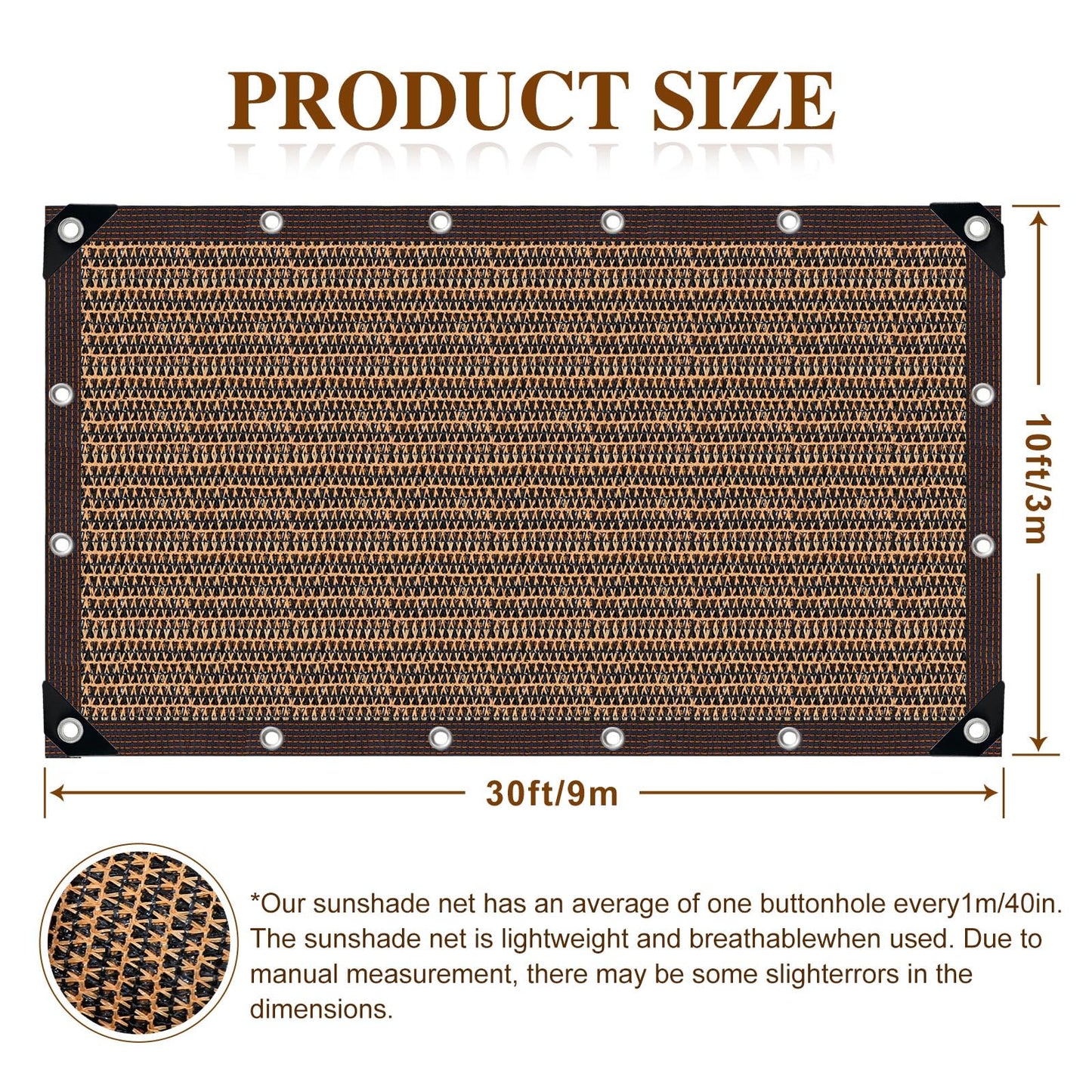 80% Sunblock Shade Cloth Net Resistant - 10x30Ft Garden Shade Mesh for Plant Cover, Greenhouse, Chicken Coop, Kennels, Tomatoes Plants