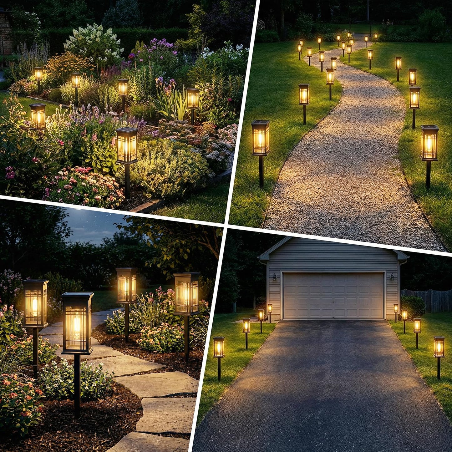 Fohil Solar Lights Outdoor Waterproof 4 Pack, LED Solar Garden Lights, Solar Pathway Lights for Yard, Path, Driveway Landscape Garden Decor-Square
