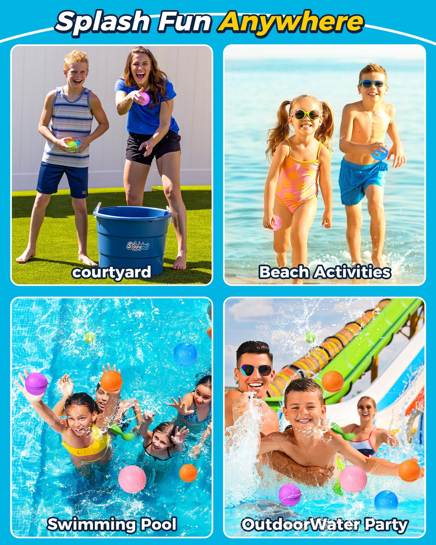 Reusable Water Bomb Balloons, Silicone Water Splash Ball with Mesh Bag, Quick Self-Sealing Water Bomb for Kids Adults Outdoor Activities Water Games Toy Outside Summer Fun Party Supplies (18 pack)