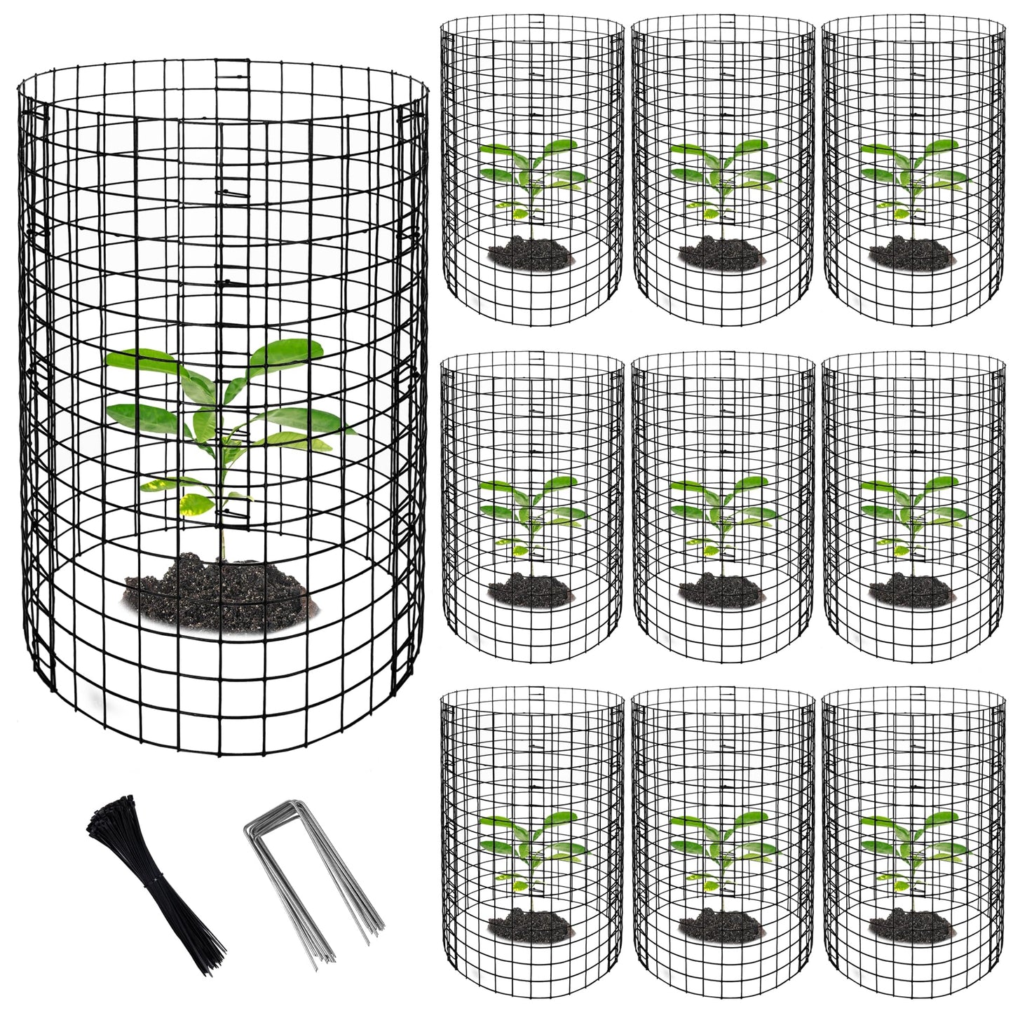 10 Packs Wire Plant Protector from Animals - 20" H X 12" D Metal Mesh Plant Cage Covers - Sturdy Garden Bunny Barricades Chicken Wire Cloche for Plants Shrubs Vegetables Flowers