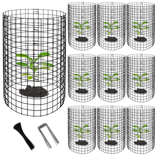 10 Packs Wire Plant Protector from Animals - 20" H X 12" D Metal Mesh Plant Cage Covers - Sturdy Garden Bunny Barricades Chicken Wire Cloche for Plants Shrubs Vegetables Flowers