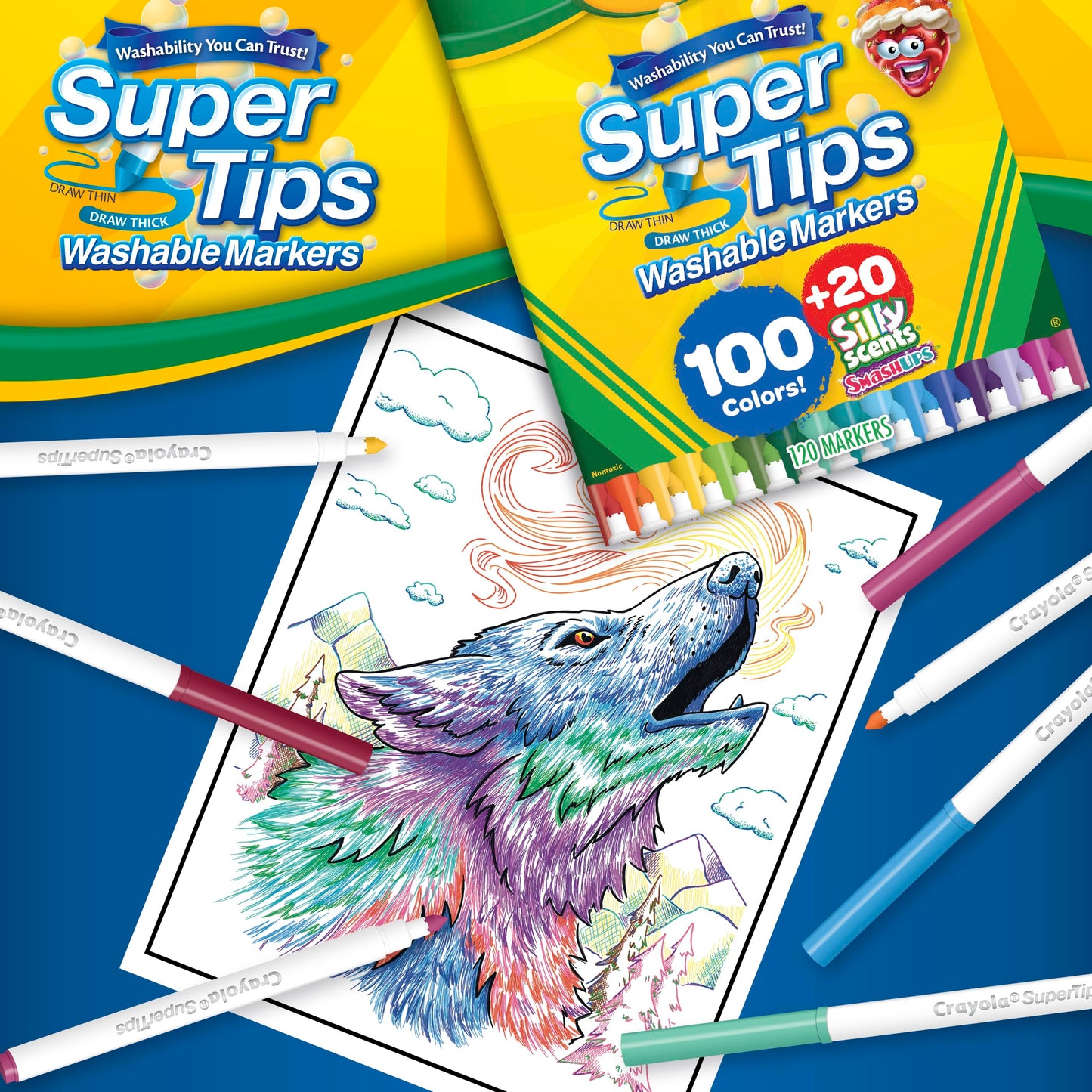 Crayola Super Tips Washable Markers, 120 Count, Holiday Toys, Gift for Boys and Girls, Kids, Stocking, Arts and Crafts, Gifting