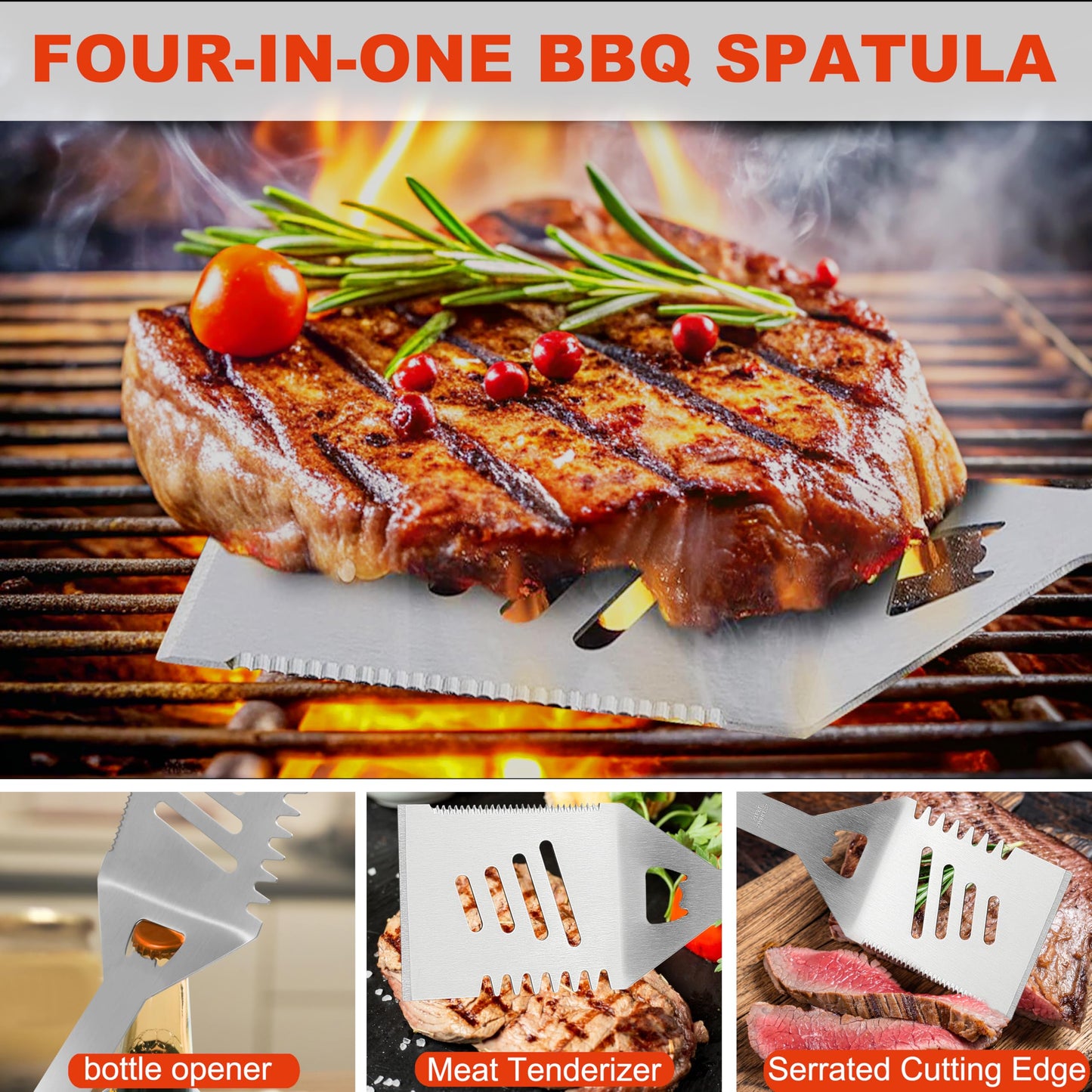 Grilljoy BBQ Grill Accessories Set, Heavy Duty BBQ Tools Set for Men & Women Gift, Grill Utensils Kit with Slicone Glove, Grilling Accessories with Storage Bag for Smoker, Camping Barbecue