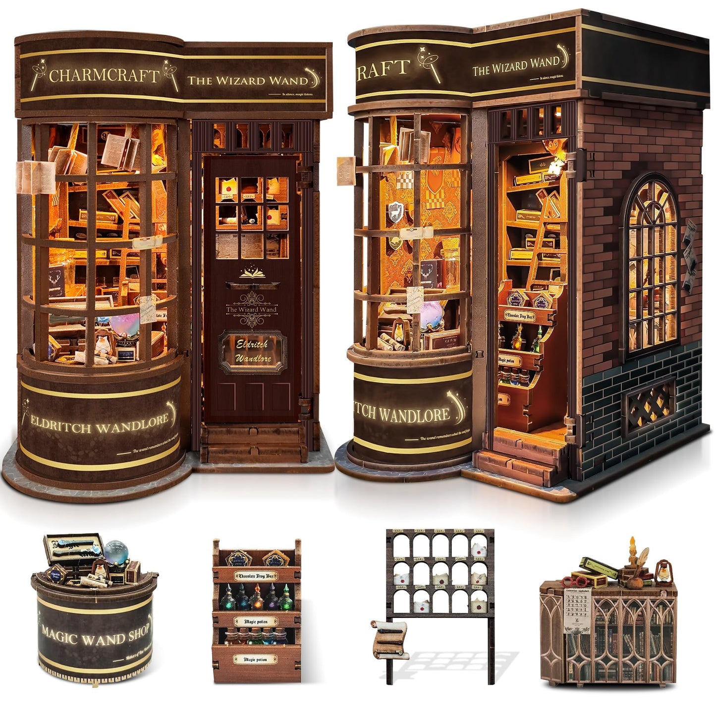 Book Nook Kits for Adults: SUNNINO Book Nook Kit Model Kits Craft Kits for Adults - DIY Miniature House Kit for Bookshelf Booknook Tiny House with Sensor Led Light