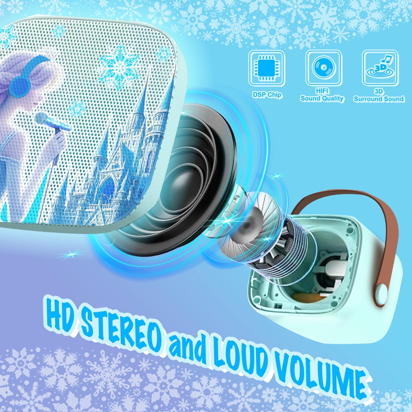 4 5 6 7 8 Year Old Girl Gifts Froze Toys for Girls Princess Toys Karaoke Microphone Karaoke Machine Wireless Microphone Kids Birthday Gifts for Girls Mini Karaoke Machine with 2 Mic
