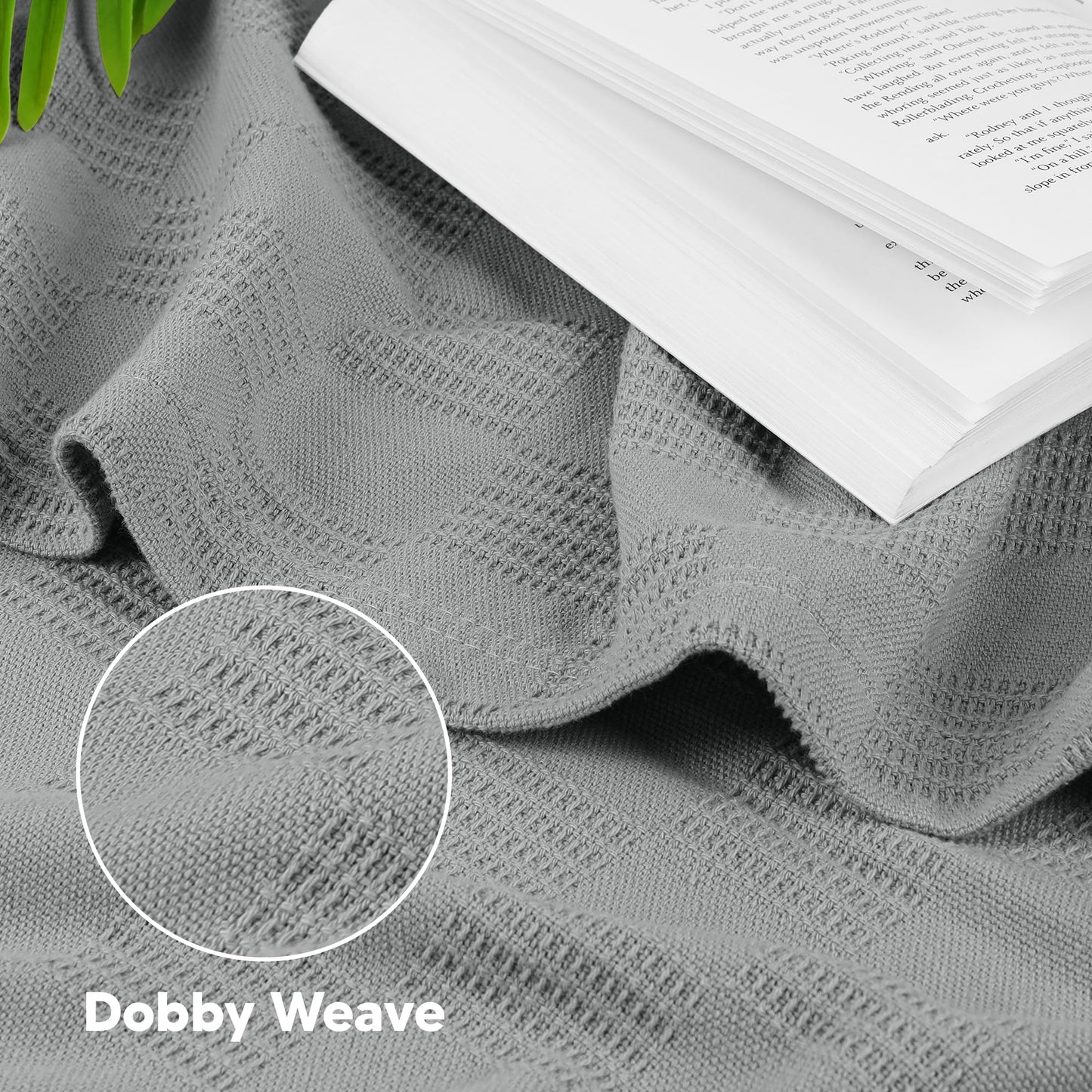 Utopia Bedding 100% Cotton Blanket (Queen Size - 90x90 Inches) 350GSM Lightweight Thermal Blanket, Soft Breathable for All Seasons (Cool Grey)