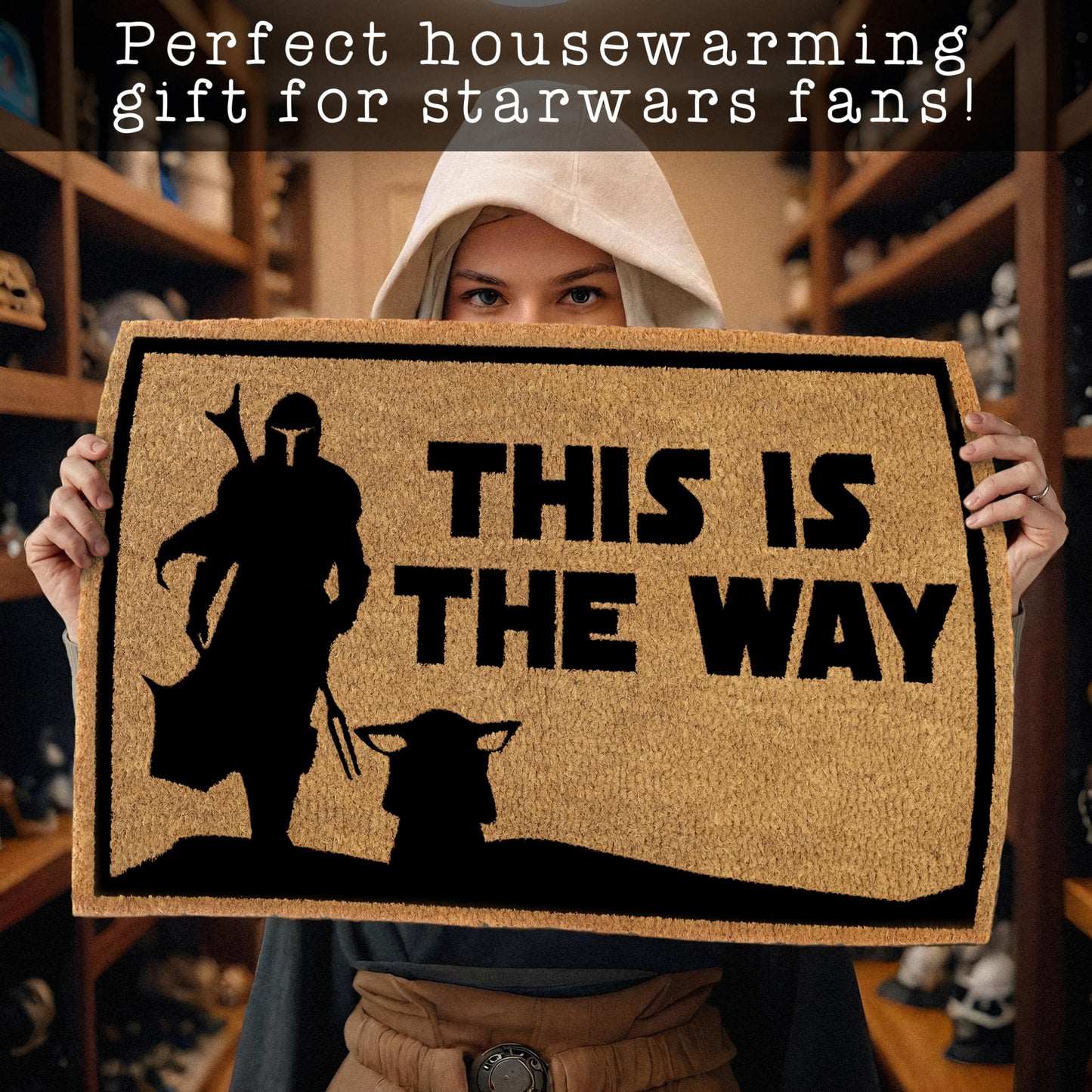 This is The Way Door Mat 30x17 Inch, S Wars Doormat Outdoor Coir for Covered Porch and Patio, w/Non-Slip PVC Backing, Welcome Mat Geek Decor Nerd Gift