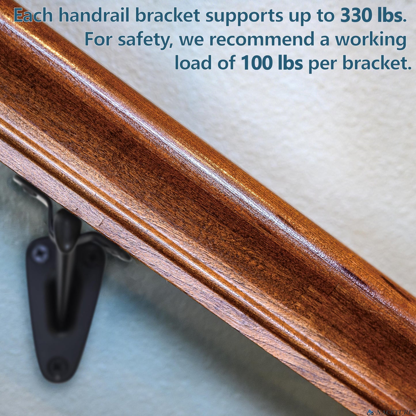 Hand Rail Brackets for Stairs- 6 Pcs Heavy Duty Black Handrail Brackets for Indoor Stairs or Outdoor Stairs Support, 3 Inch Hand Railing Brackets, Banister Brackets for Stairways Stair Railing Indoor