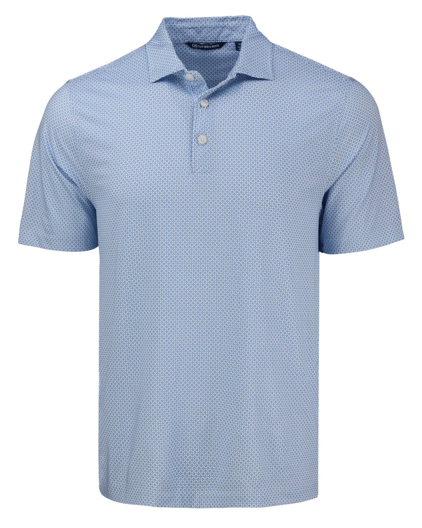 Cutter & Buck Pike Eco Diamond Dot Print Recycled Mens Polo, Tour Blue, Large