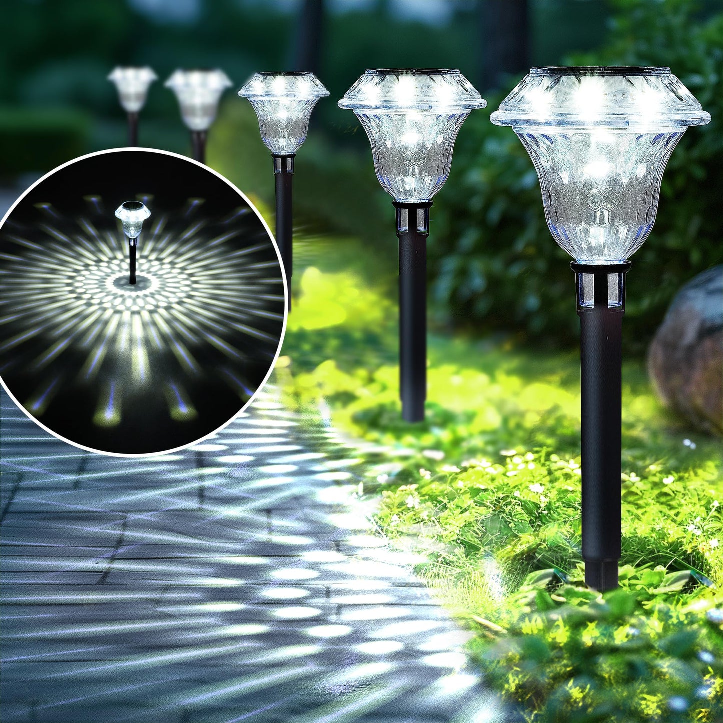 SOLPEX Solar Lights Outdoor, Pathway Garden Decor Lights, Solar Powered Waterproof Decoration for Patio Front Porch Yard Outside Landscape Lighting(6 Pack Cold White)