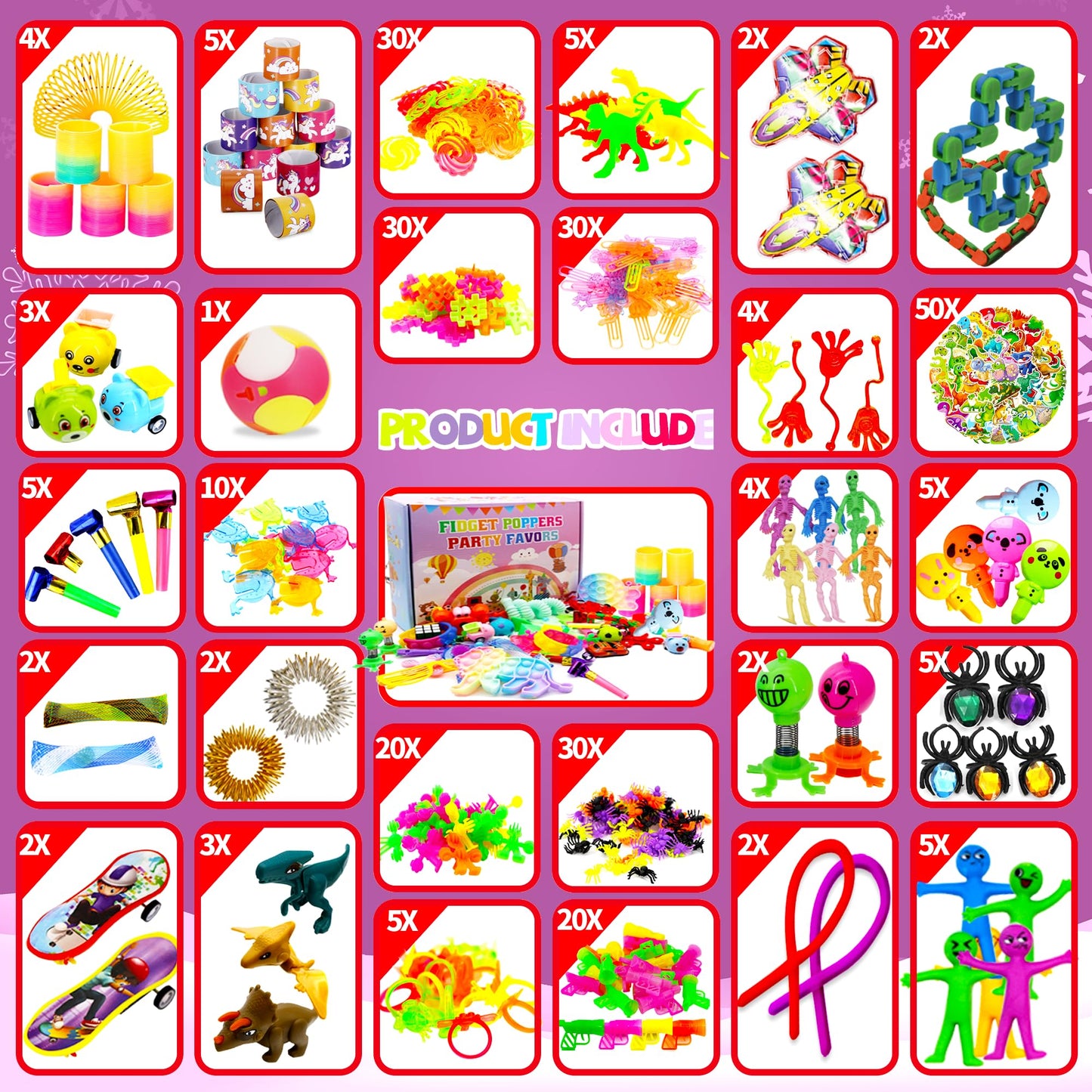 ZJLL 1059 PCS Multicolor Fidget Toys Pack, Party Favors for Kids, Christmas & Easter Gifts, Sensory & Focus Educational Toys, Ages 3+