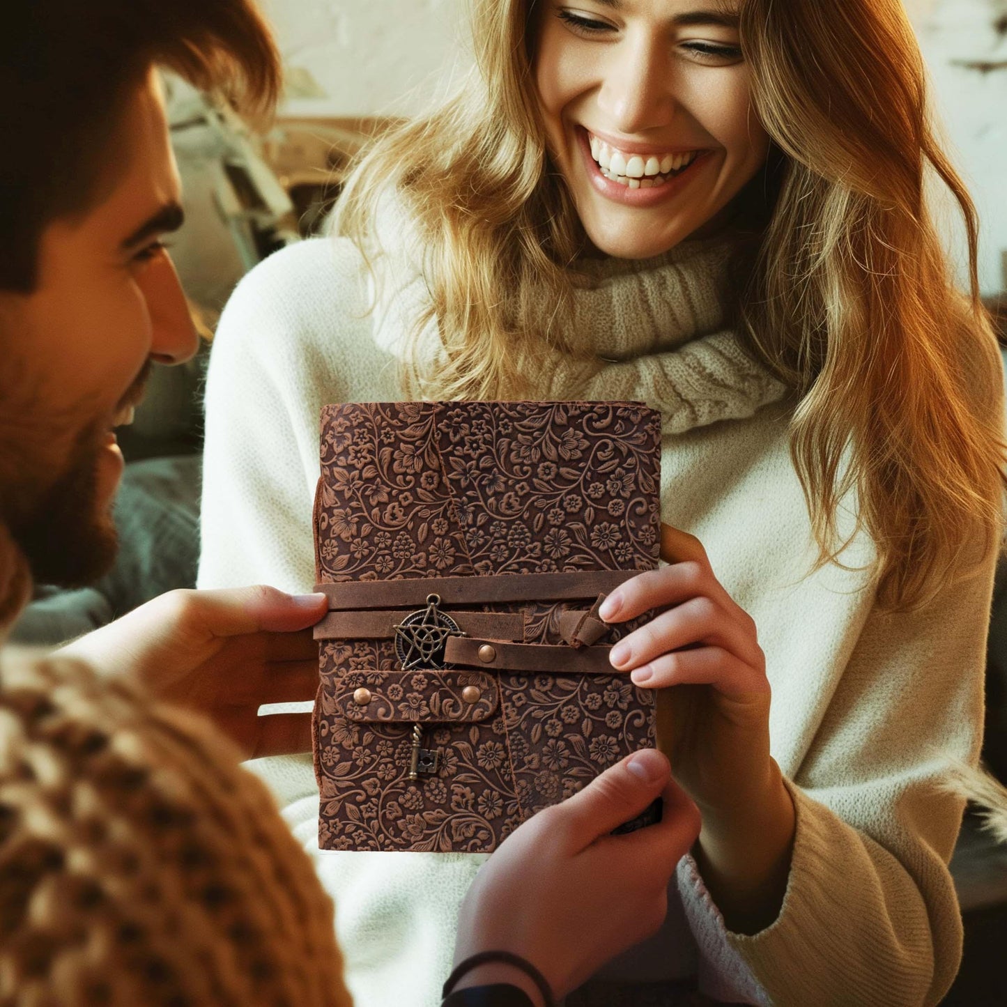 LEATHER VILLAGE Handmade Leather Bound Journal for Women- Brown | 10"X7" | 260 Pages Blank of Vintage Paper Writing, Sketchbook, Notebook