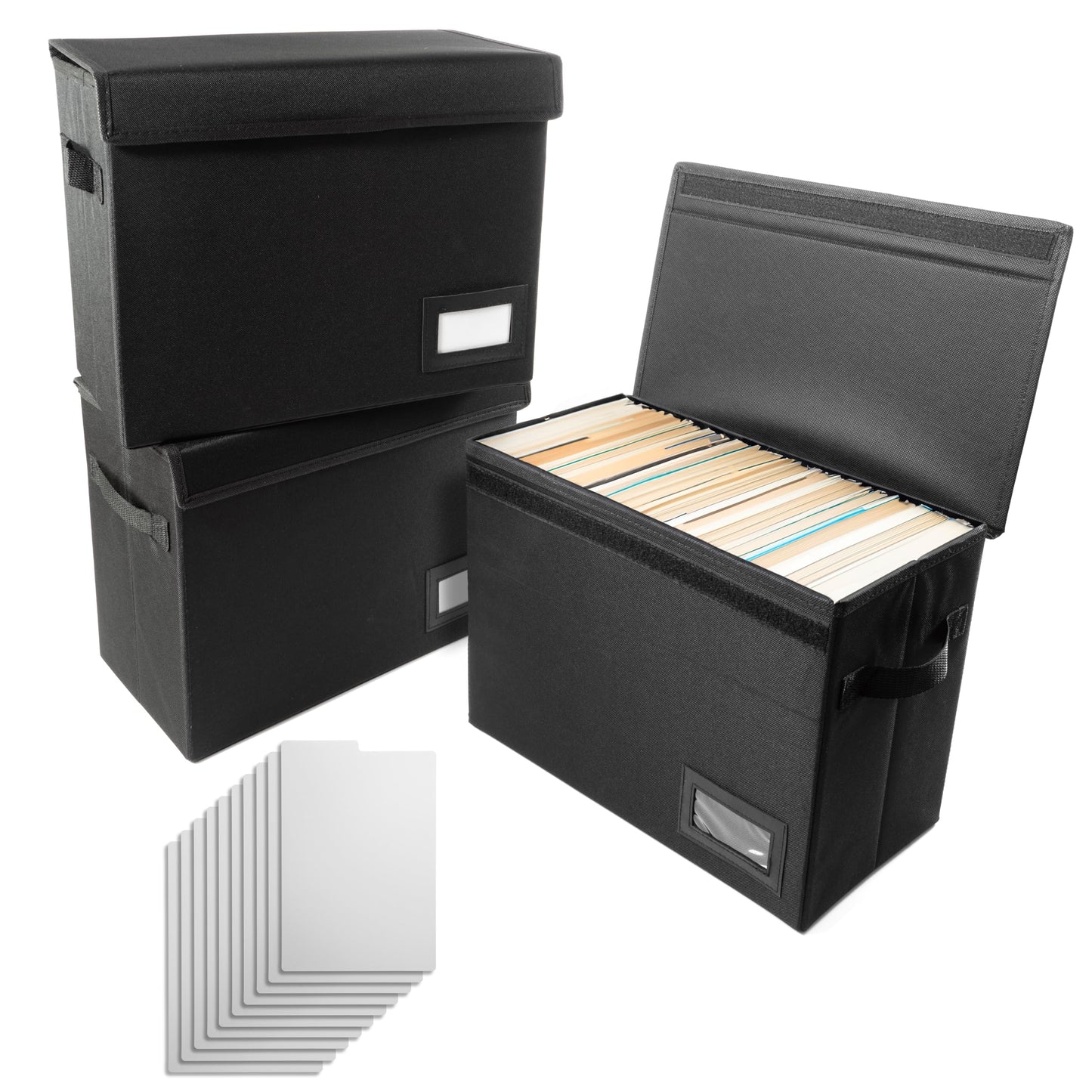 Comic Book Storage, 3 Pack, Comic Book Boards - Comic Storage Boxes for 150-180 Comic Books with Lid and Label Slot 15.5" X 7.5" X 11"- Bonus Dividers – Black for organized Comic book Collectors