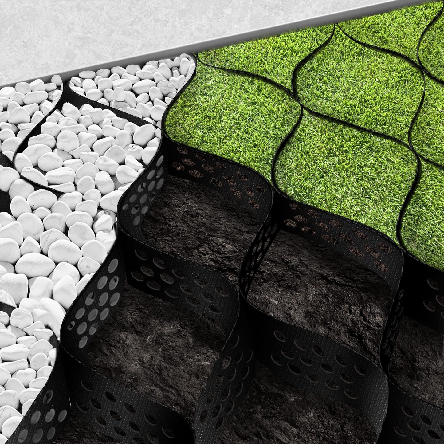 Sfcddtlg 9.8x16.4 FT 160 sq ft Gravel Ground Grid-2Inch Thick Expansion Foldable Geo Grid Driveway Stabilization Grids-Geocell Ground Grid for Landscaping Parking Lots Garden (1set-9.8x16.4ft)