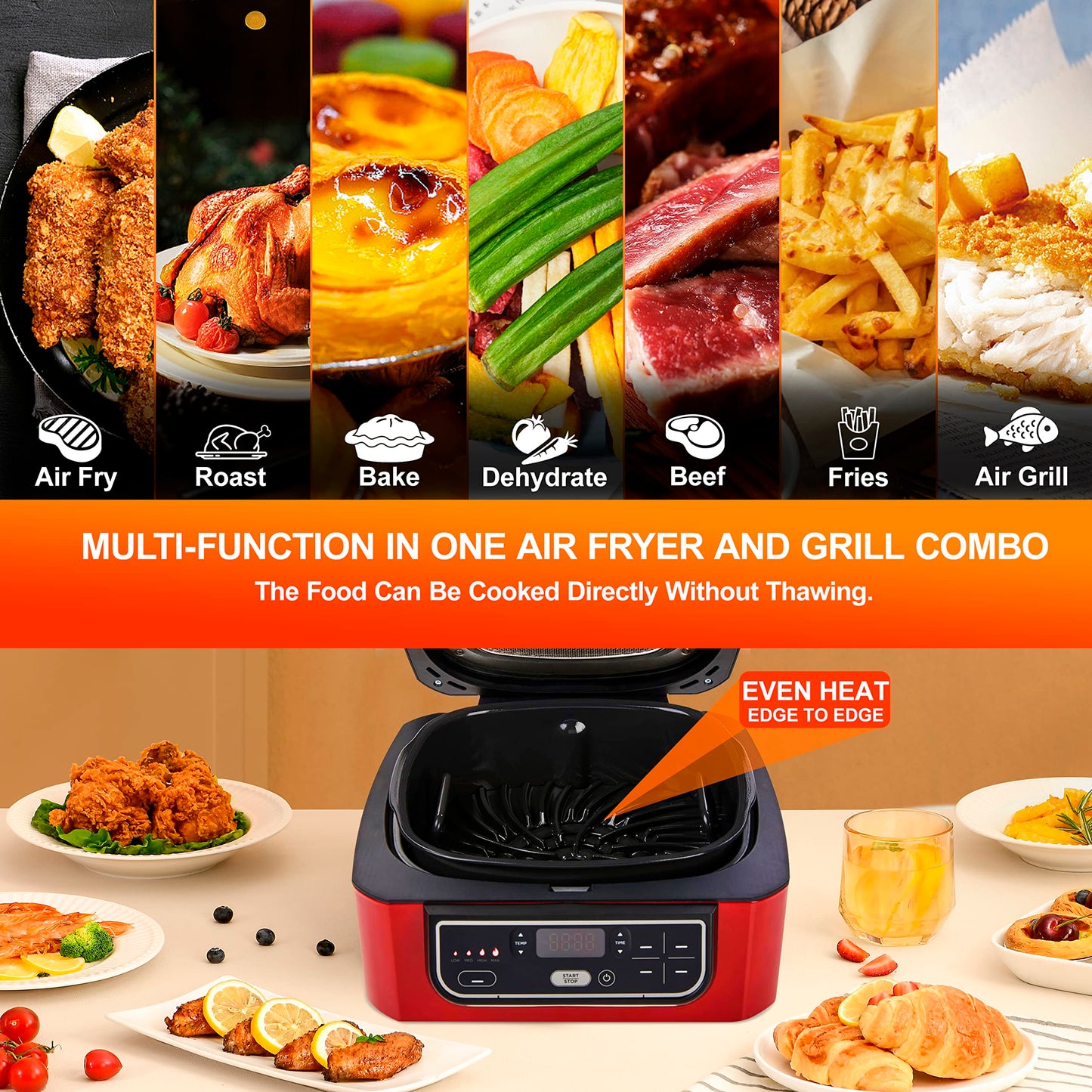 Ceramic Coated Cast Aluminum Grill Griddle Compatible With Ninja Foodi Indoor Grill AG300 and AG400 Series - Non Stick Griddle Grill Grates Replacement – Premium Ceramic Air Fryer Grill with Handles