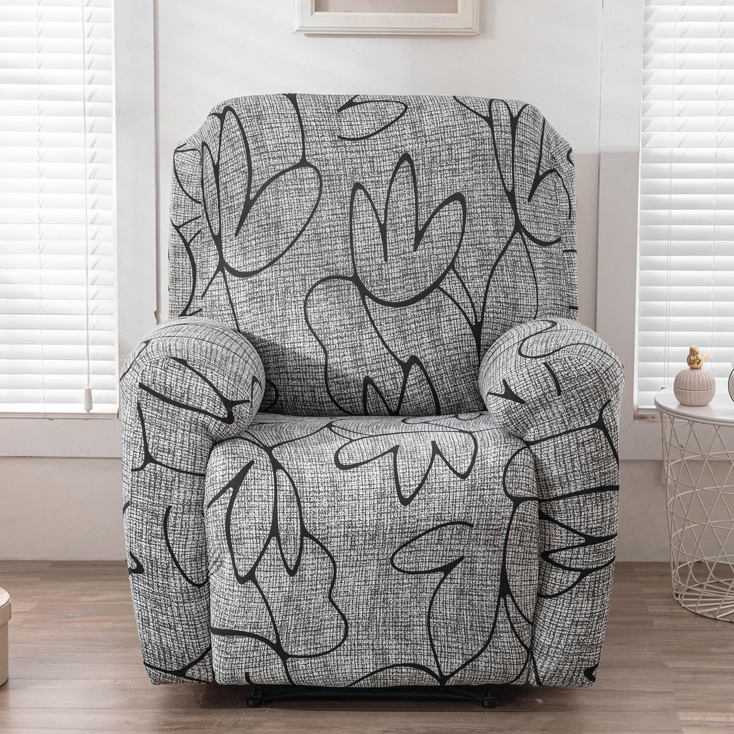 Recliner Chair Cover, Anti Scratch Lazy Boy Recliner Covers, Stretching Printed Sofa Slipcovers for Protection, Elastic Bottom Couch Cover Slipcover for Cats, Dogs, Pets and Kids, Machine Washable