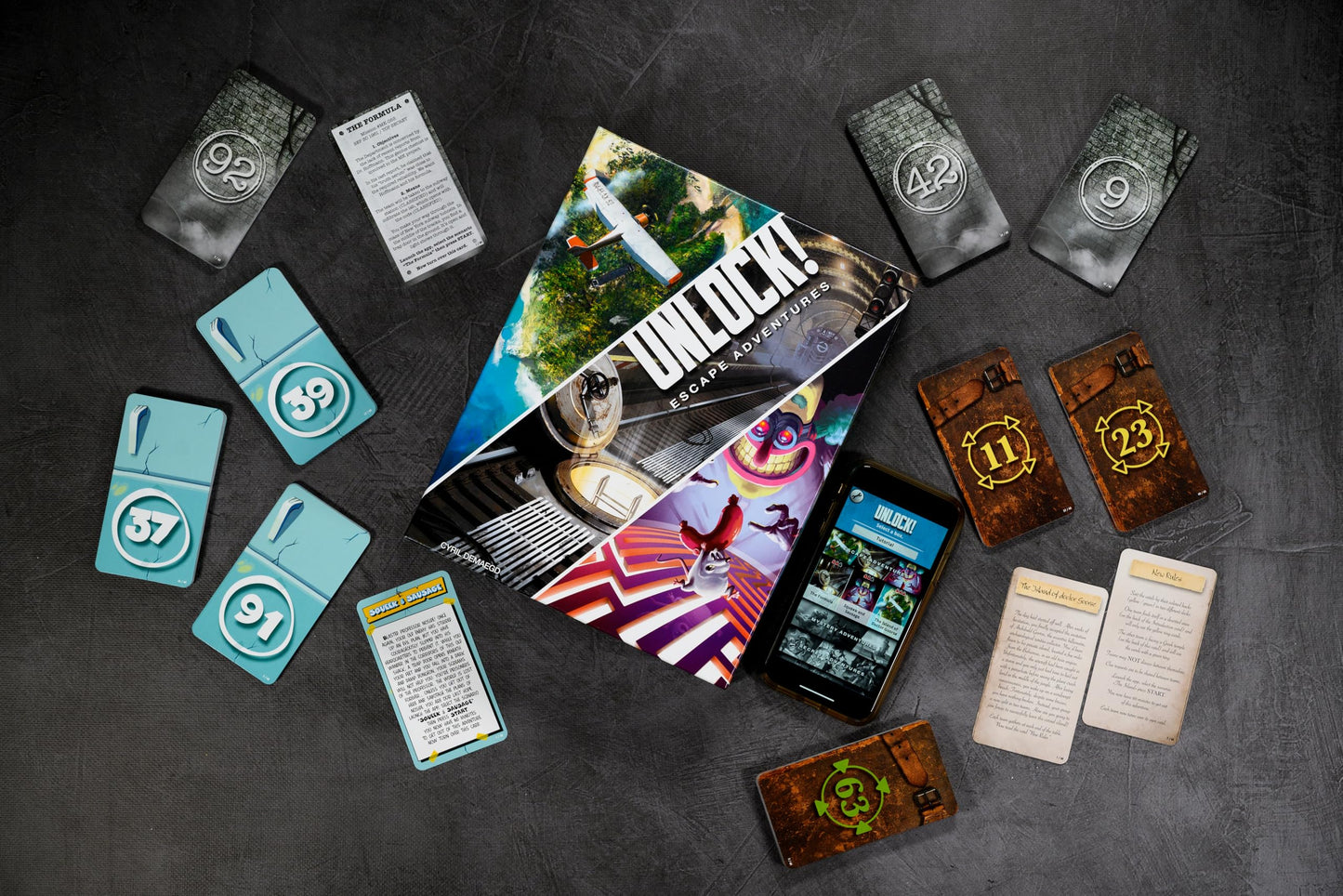Unlock! - Escape Adventures (English) - Card Games - Solve Puzzles and Unravel Mysteries in Three Unique Scenarios - Ages 10+ - 1 to 6 Players - 60 Minute Playtime - Made by Asmodee