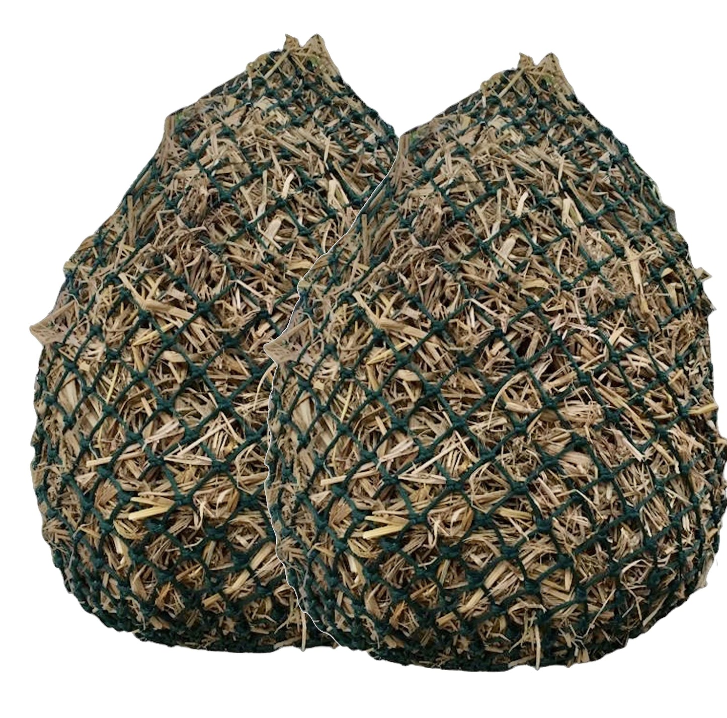 Majestic Ally 2 Pcs 1.25”x1.25” Holes Ultra Slow Feed 40” Very Sturdy Hay Net with Bottom Ring for Goat, Sheep and Livestock Simulatr grazing, Reduces Waste (Hunter Green)