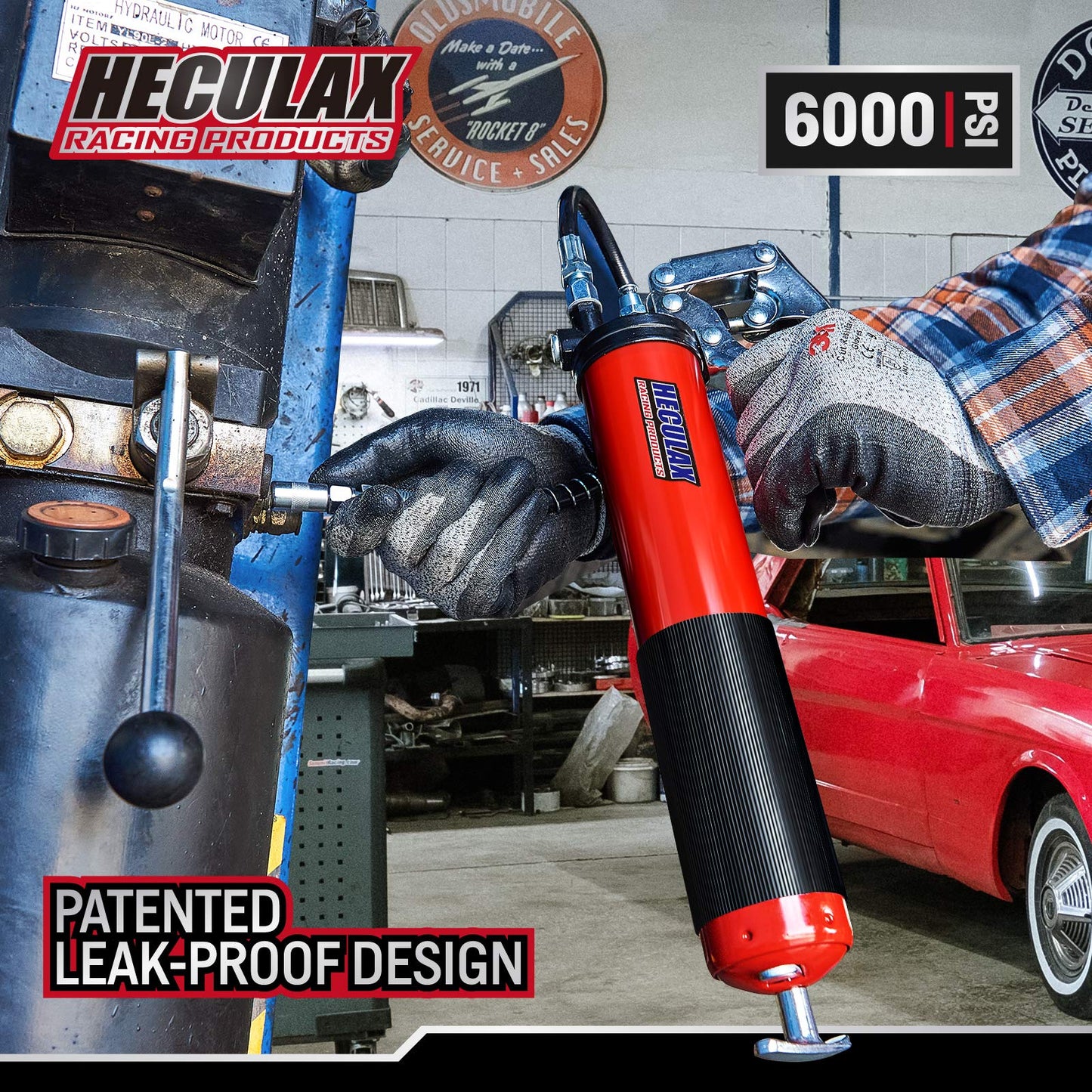 Heavy Duty Pistol Grip Grease Gun with Nozzle - 18 inch Heavy Duty Reinforced Flex Hose