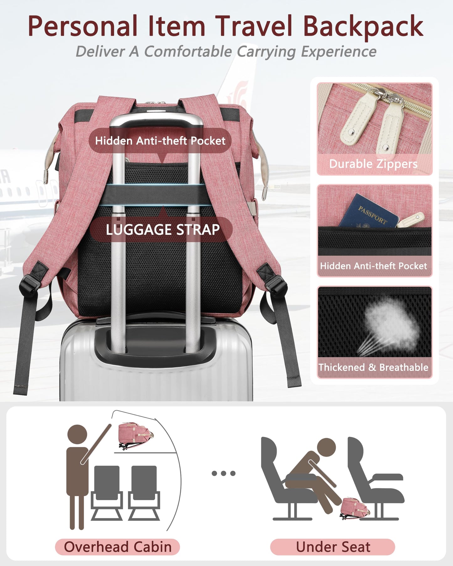 Laptop Backpack for Women,RFID Anti Theft Work Backpack for 15.6 Inch Laptop,Wide Open Large USB Charging Port Water Resistant Durable Backpack, Doctor Teacher College School Travel Shoulder Purse Bag